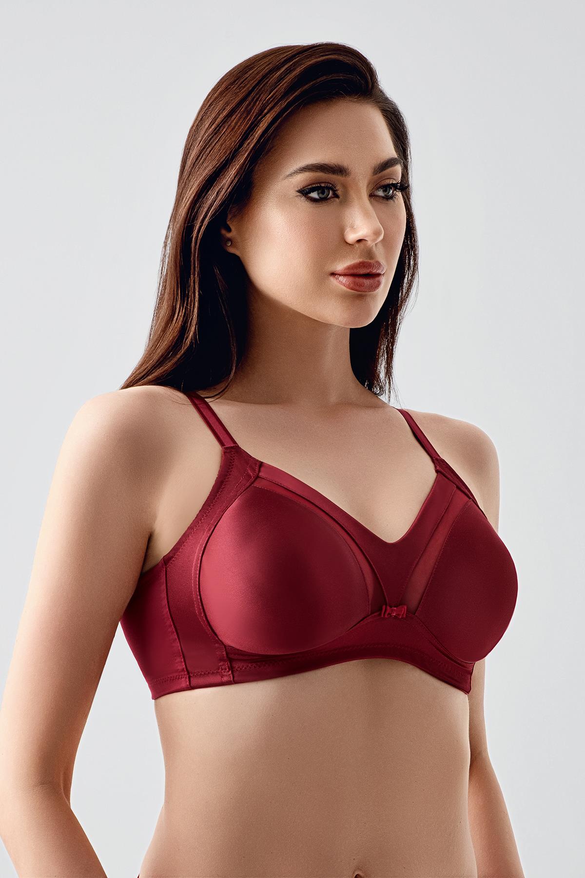 C&City Tulle Detail Minimiser Bra C12303 Burgundy