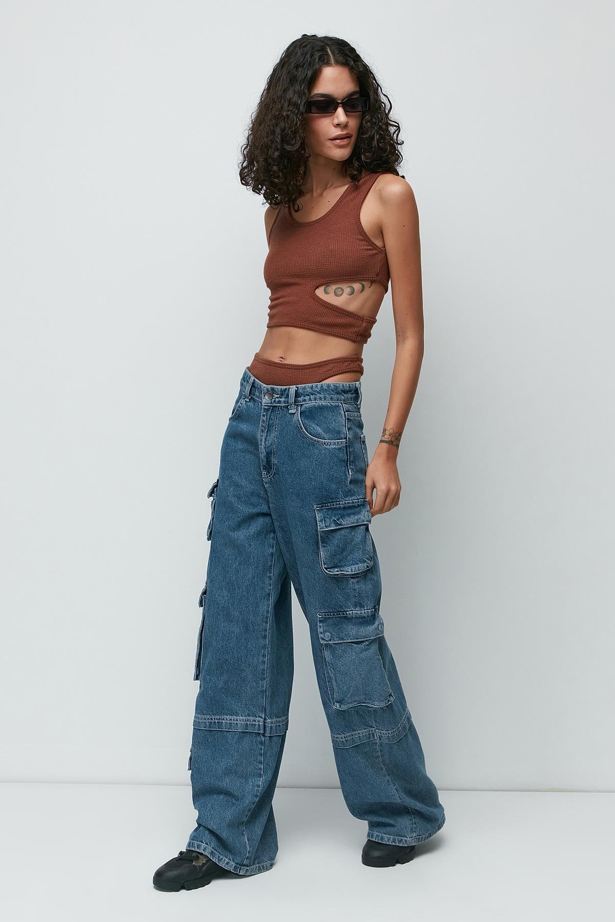 C&City Ribbed Low-cut Crop Panty Set 9135 Brown