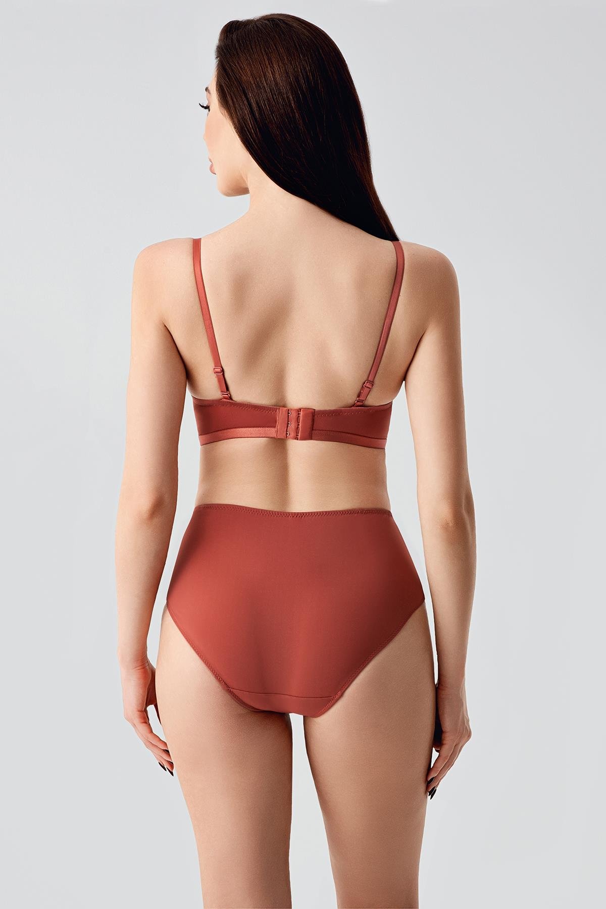 Unpadded Bra and Panty Set C14159 Brick Color