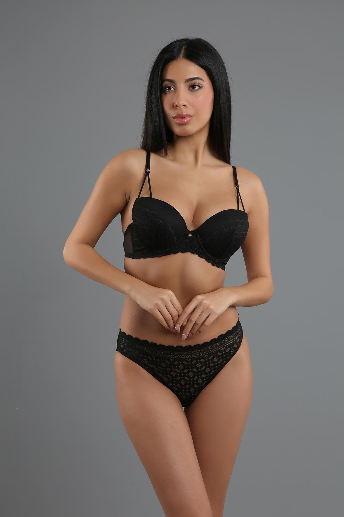 Supportive Bra and Panty Set C14158 Black