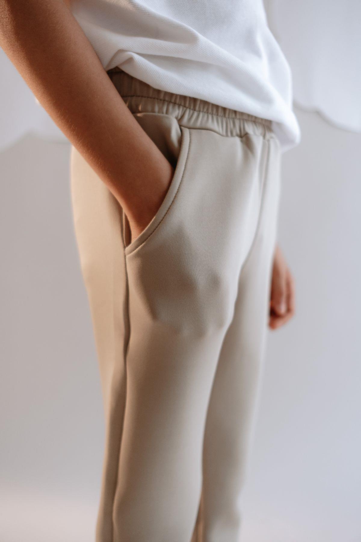 Boy's Double Cuffed Sweatpants 872 Stone Color