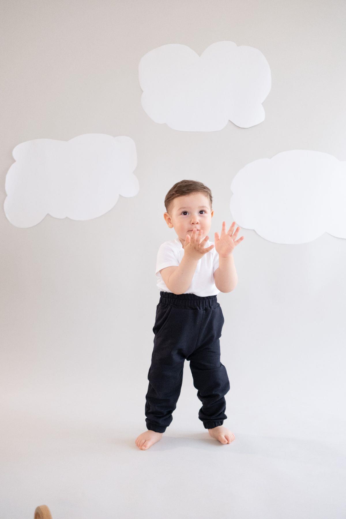 Boy's Elastic Cuffed Sweatpants 763 Navy Blue
