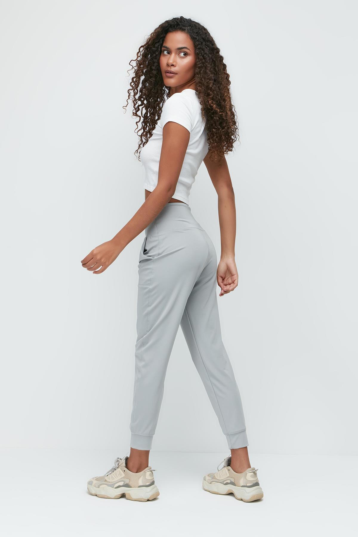 High Waist Cuffed Jogger Sweatpants 811 Grey