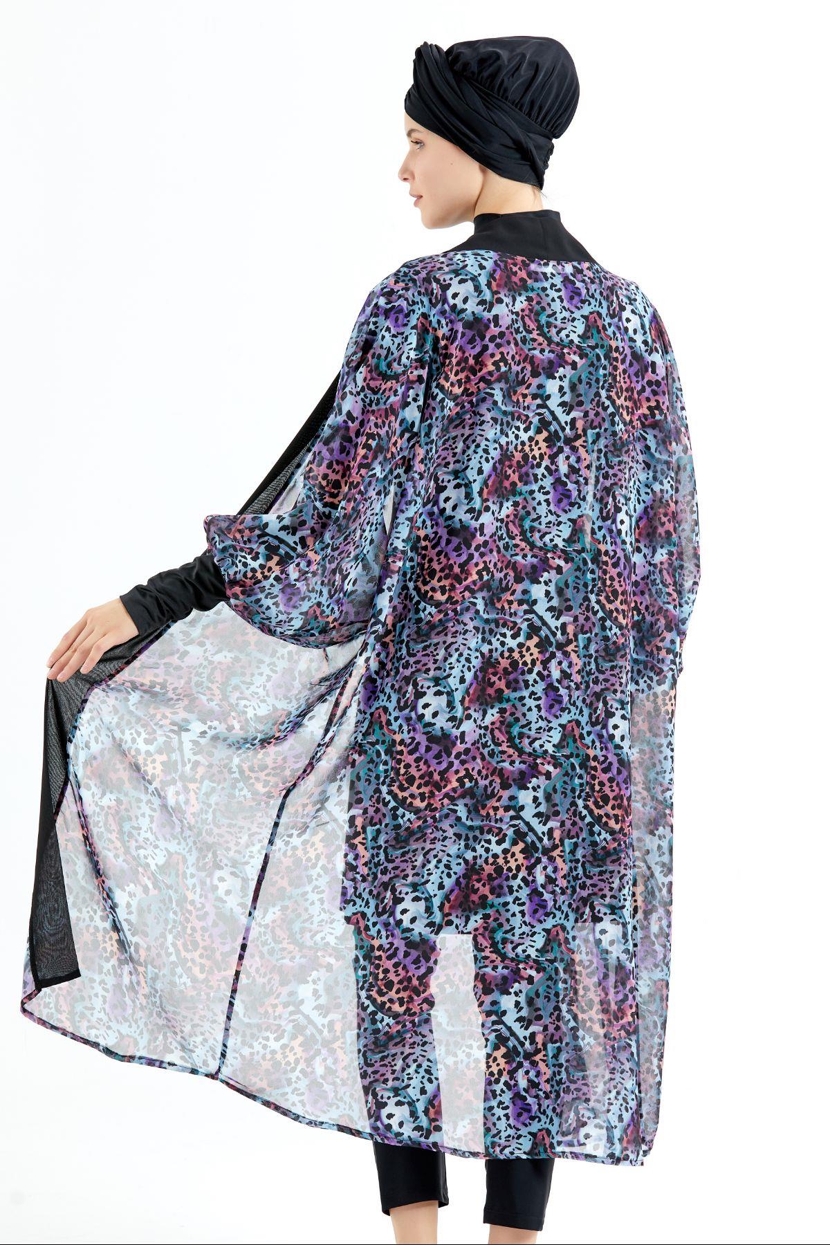 Chiffon Cuff Sleeve Pareo Beach Dress C14304 Multicolor