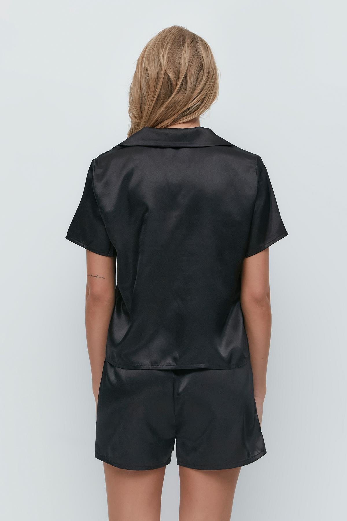 Satin Short Pyjama Set 033 Black