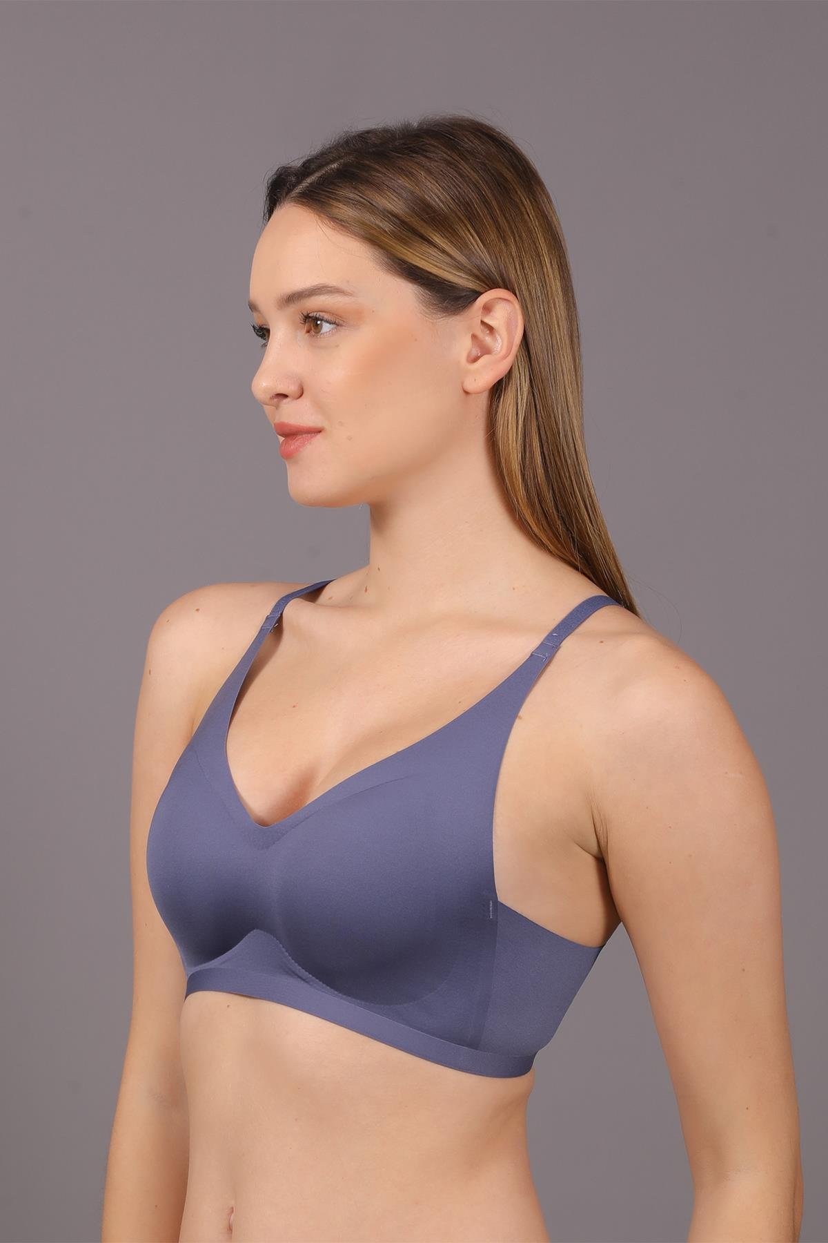 C&City Non-Wireless Seamless Laser Bra with Removable Pads C26120 Blue
