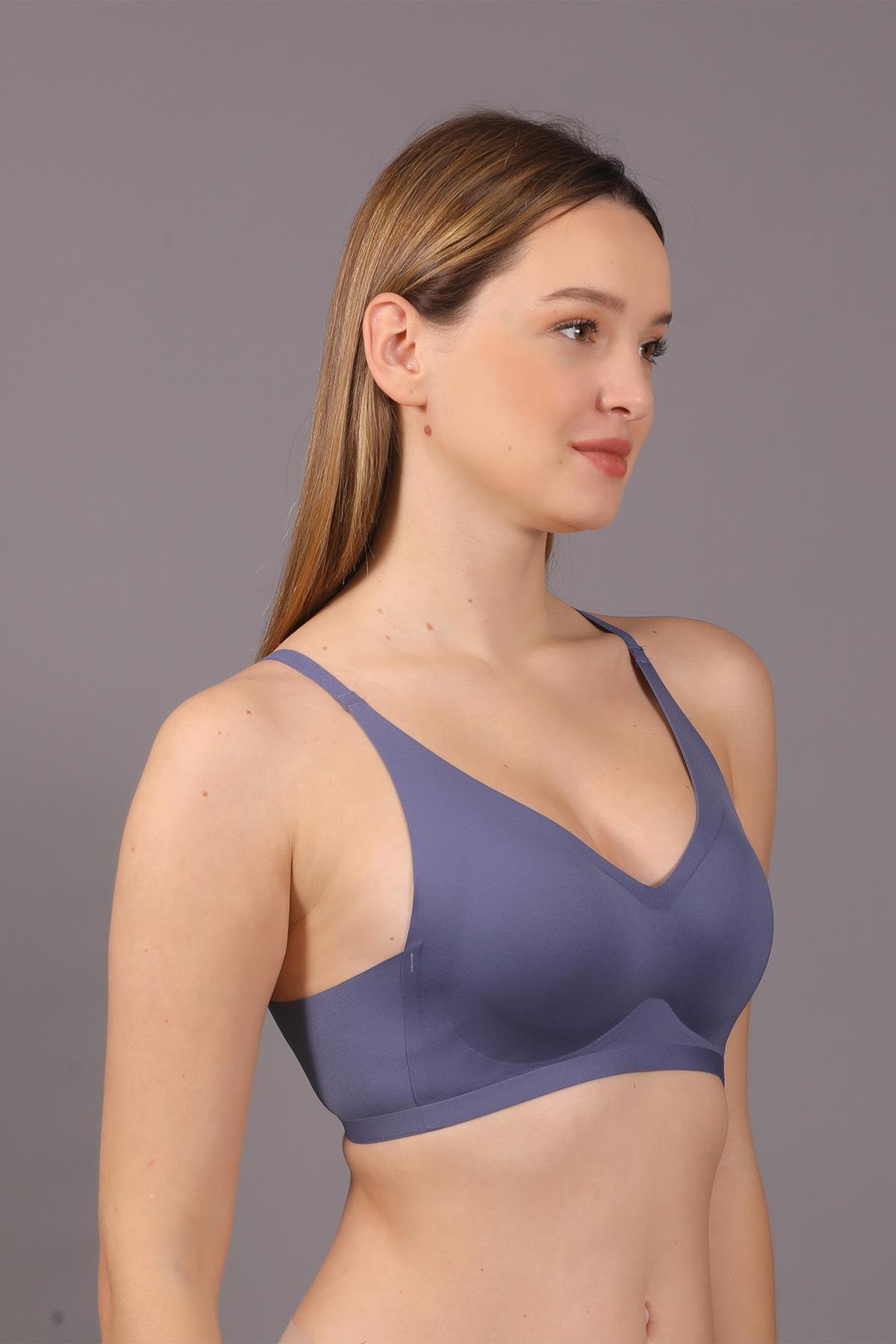 C&City Non-Wireless Seamless Laser Bra with Removable Pads C26120 Blue