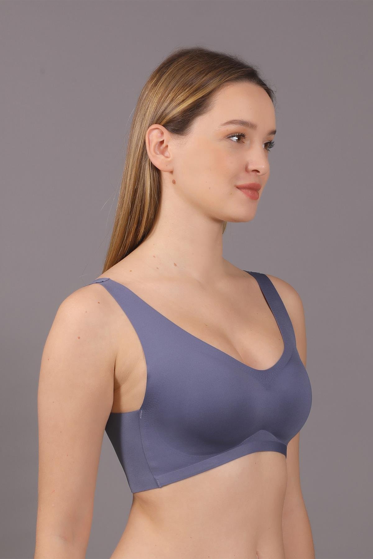 C&City Non-Wireless Seamless Laser Bra with Removable Pads C26125 Blue