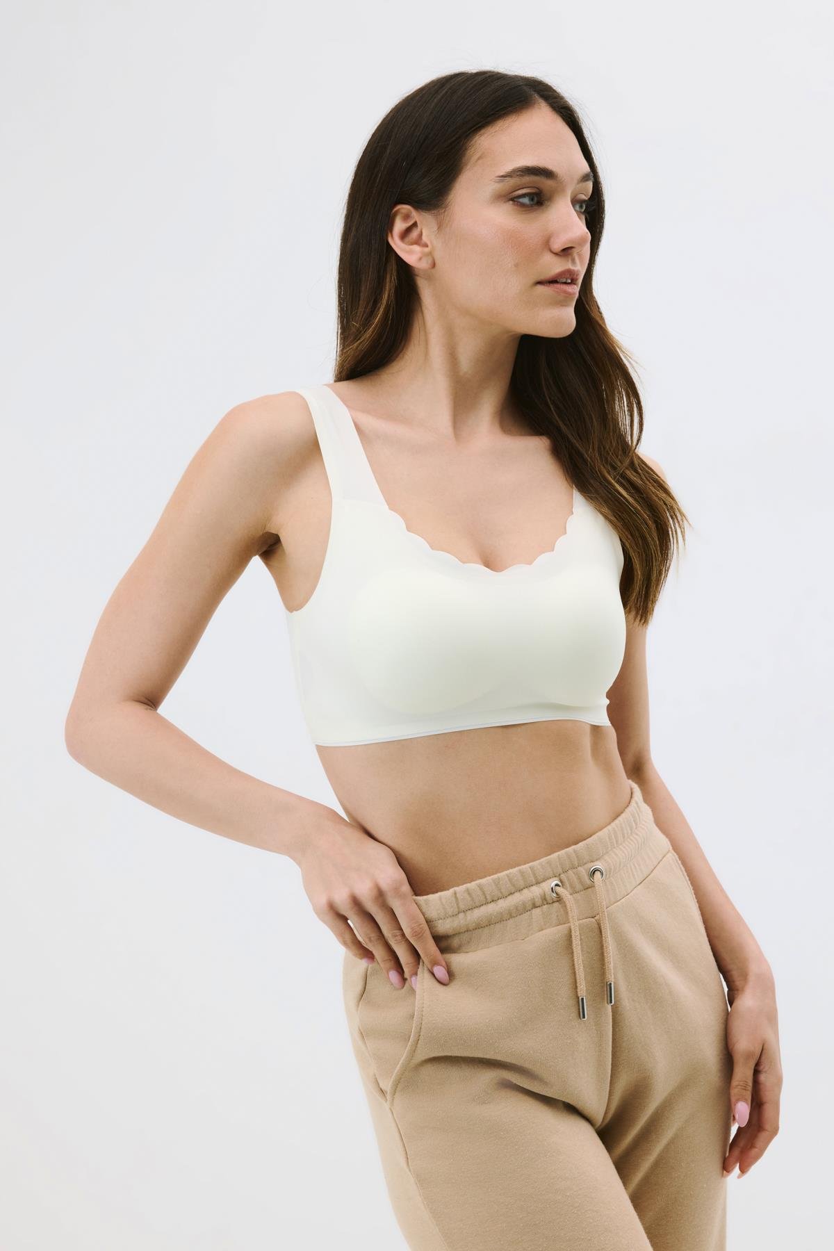 C&City Non-Wireless Seamless Laser Bra with Removable Pads C26130 Ecru