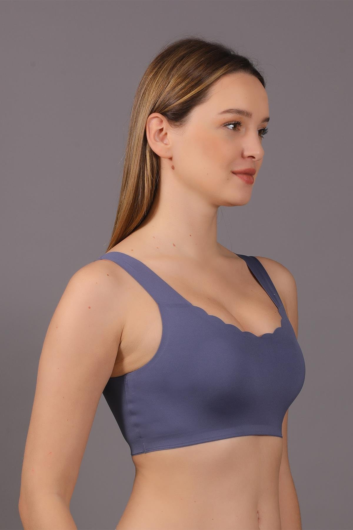 C&City Non-Wireless Seamless Laser Bra with Removable Pads C26130 Blue