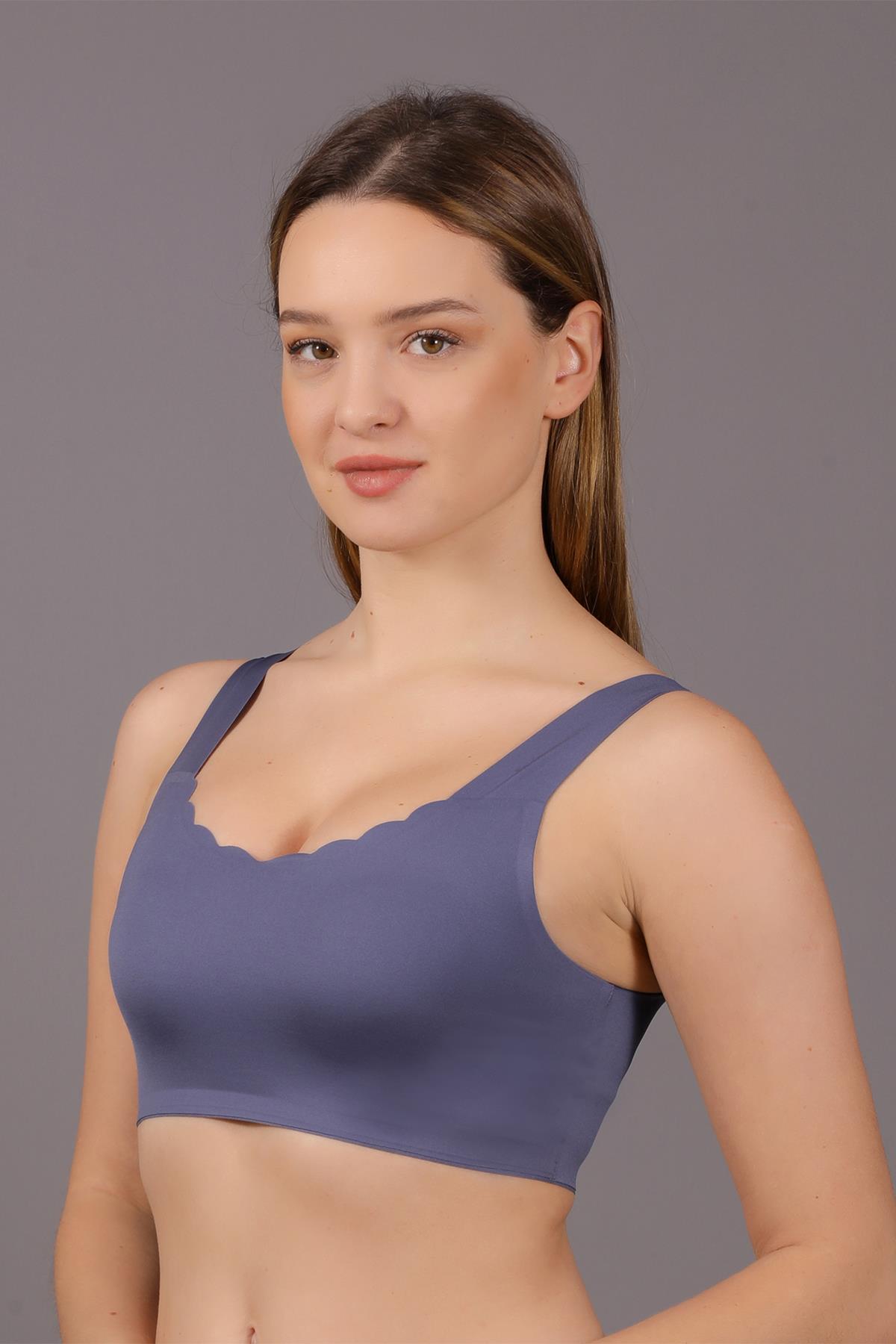 C&City Non-Wireless Seamless Laser Bra with Removable Pads C26130 Blue