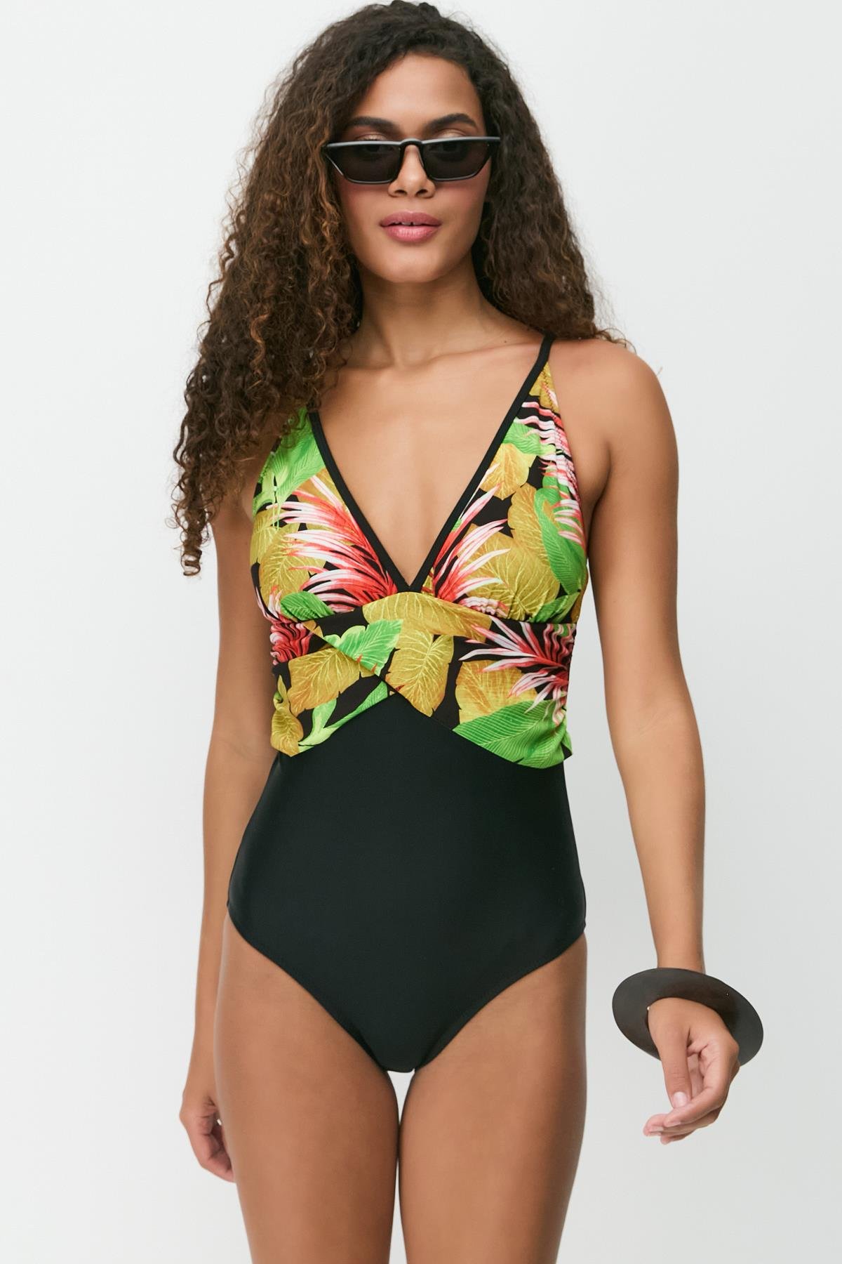 V Neck Swimsuit 7765 Black
