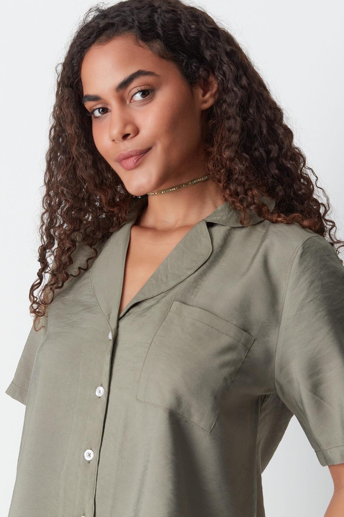 Short Sleeve Shirt and Shorts Set 9148 Khaki