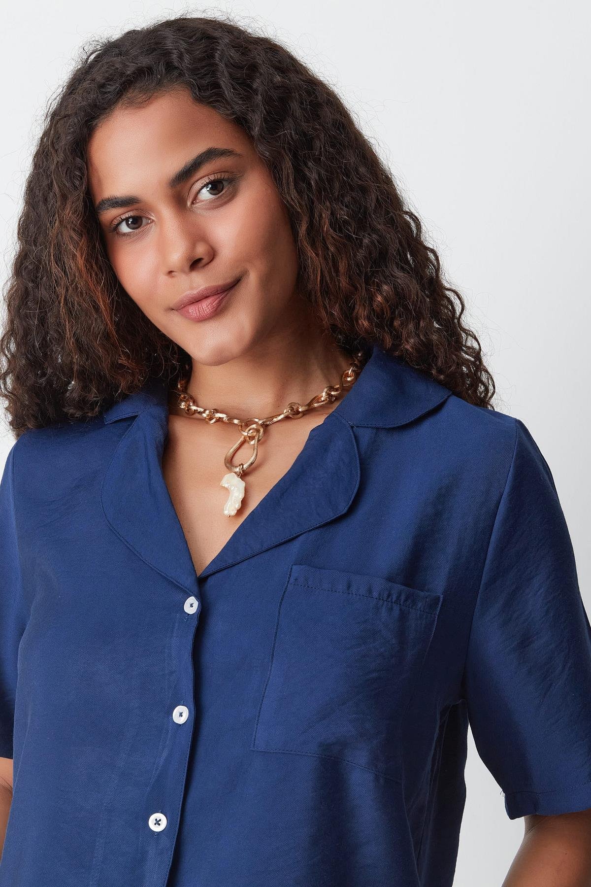 Short Sleeve Shirt and Shorts Set 9148 Navy Blue