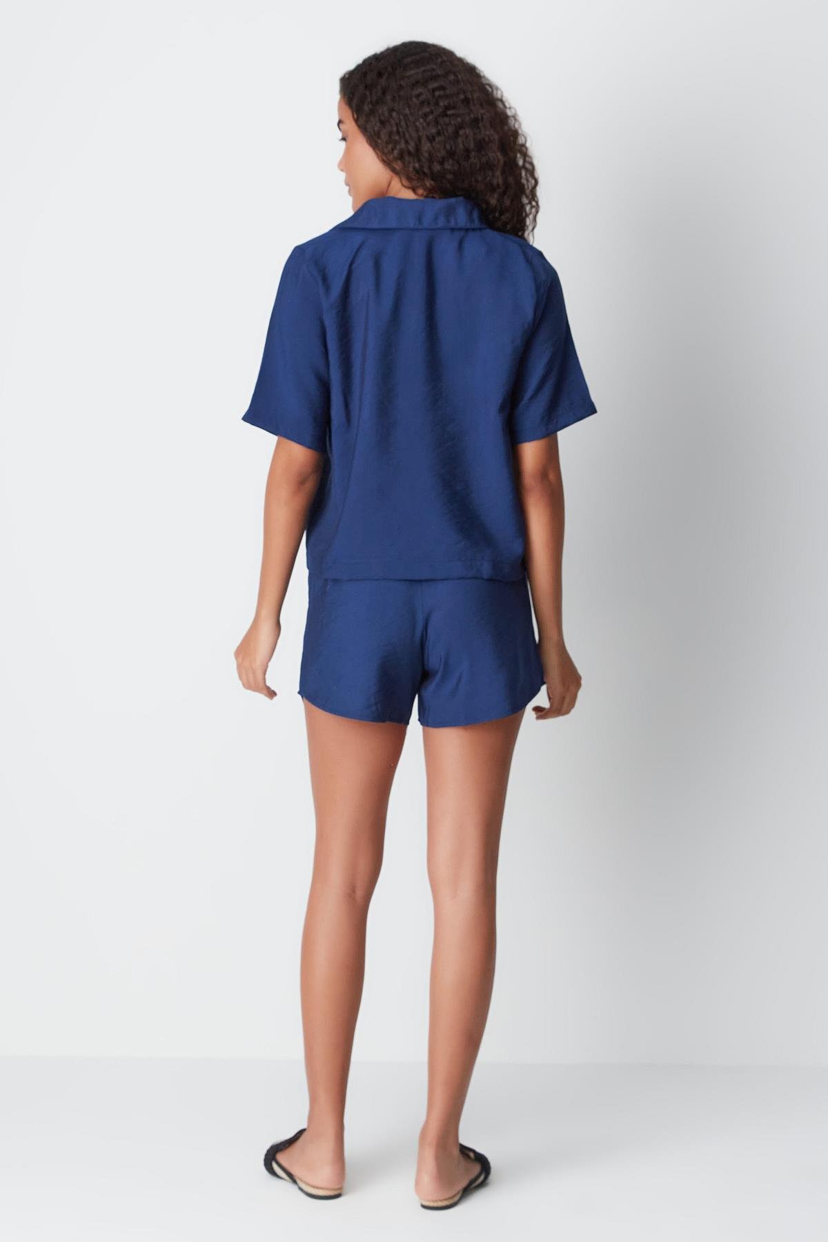 Short Sleeve Shirt and Shorts Set 9148 Navy Blue