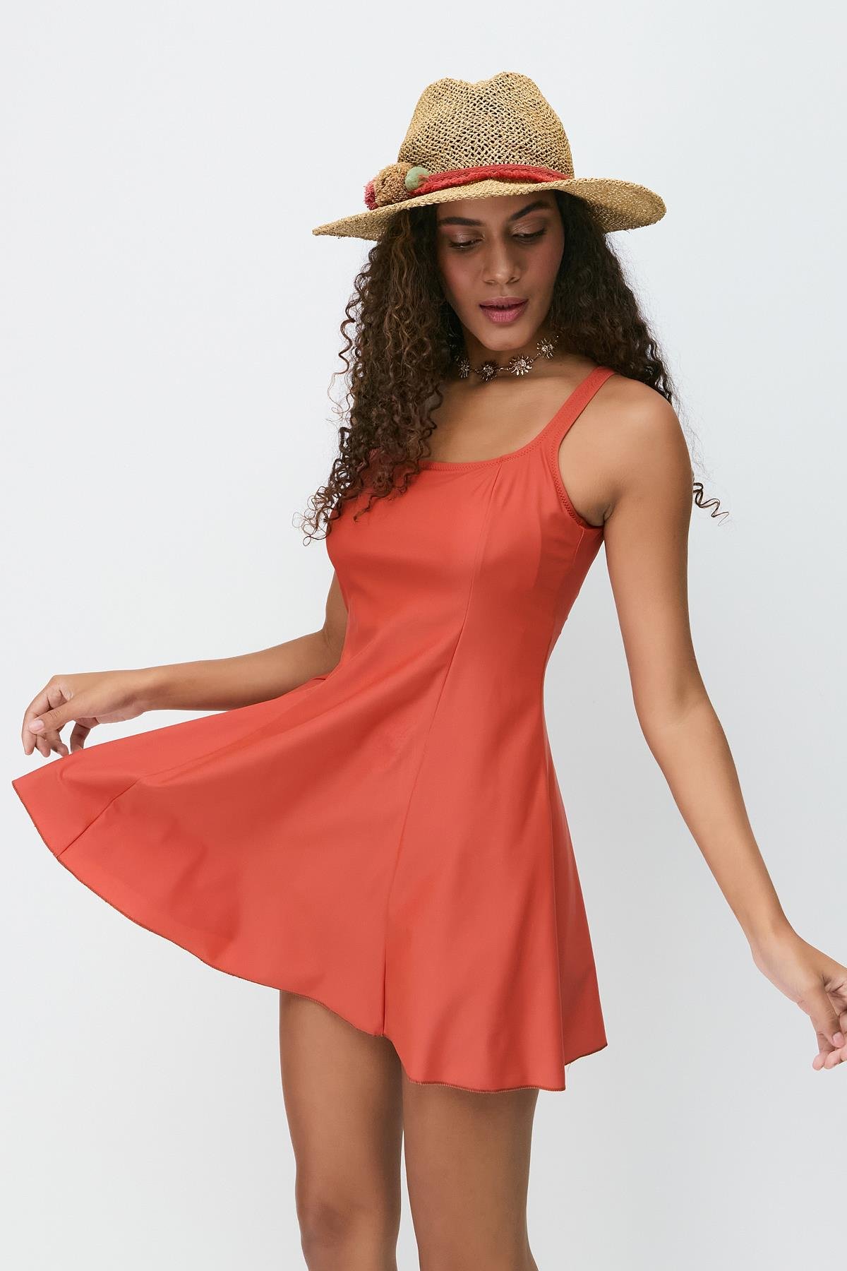 Short Dress Swimsuit 7761 Cinnamon