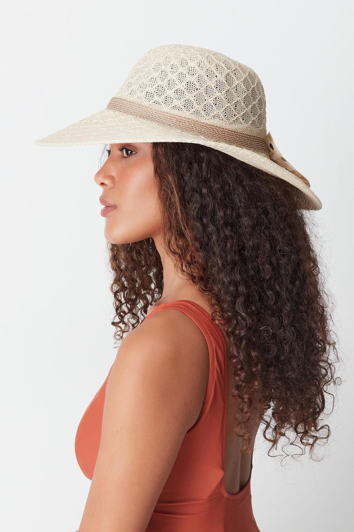 Mercerized Beach Hat T24740-04 Light Beige
