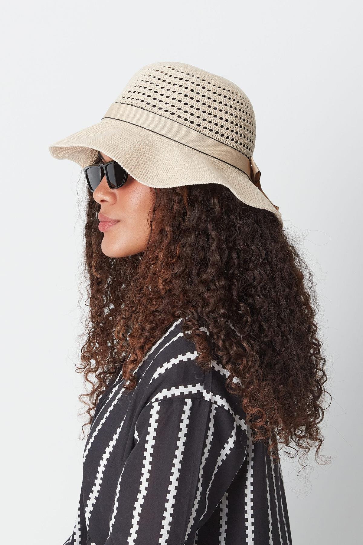 Mercerized Beach Hat T24740-14 Light Beige