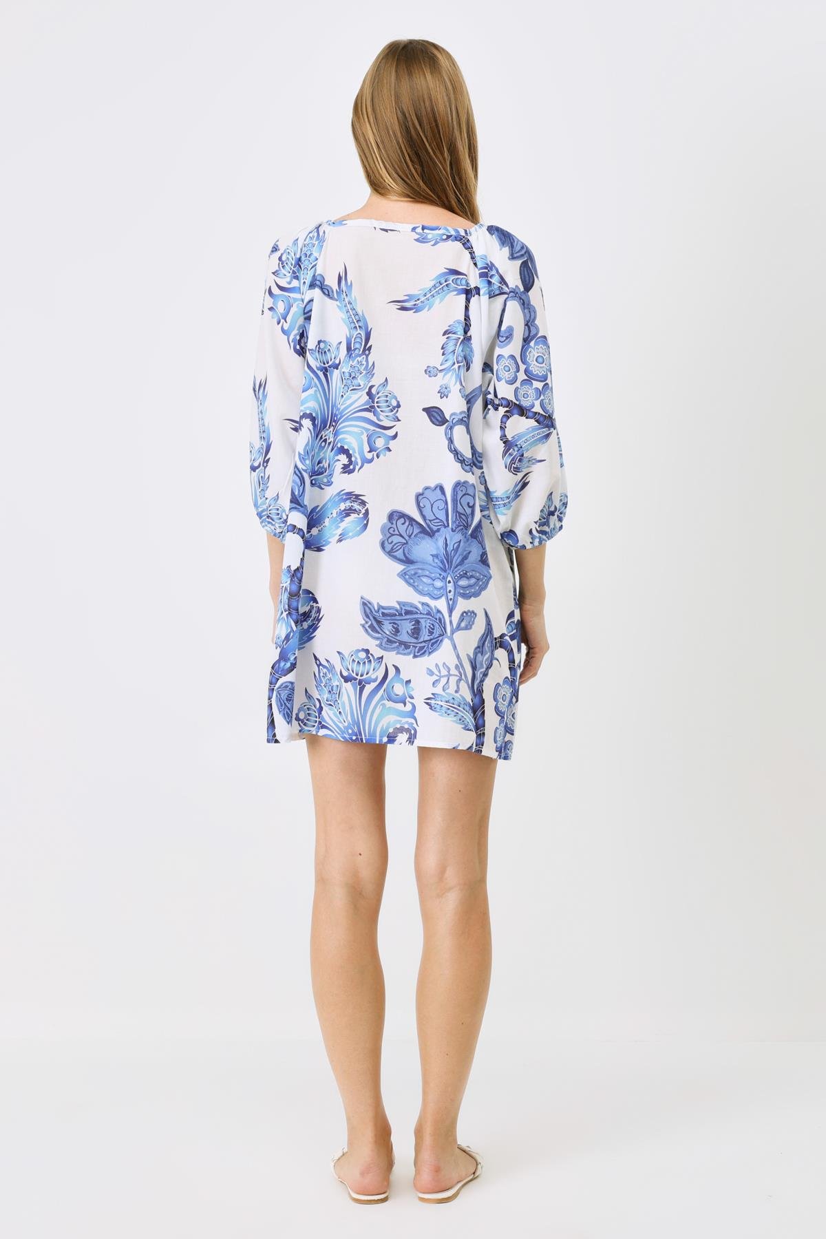 C&City Elbise Pareo 2327 Turuncu/Mavi Navy/White