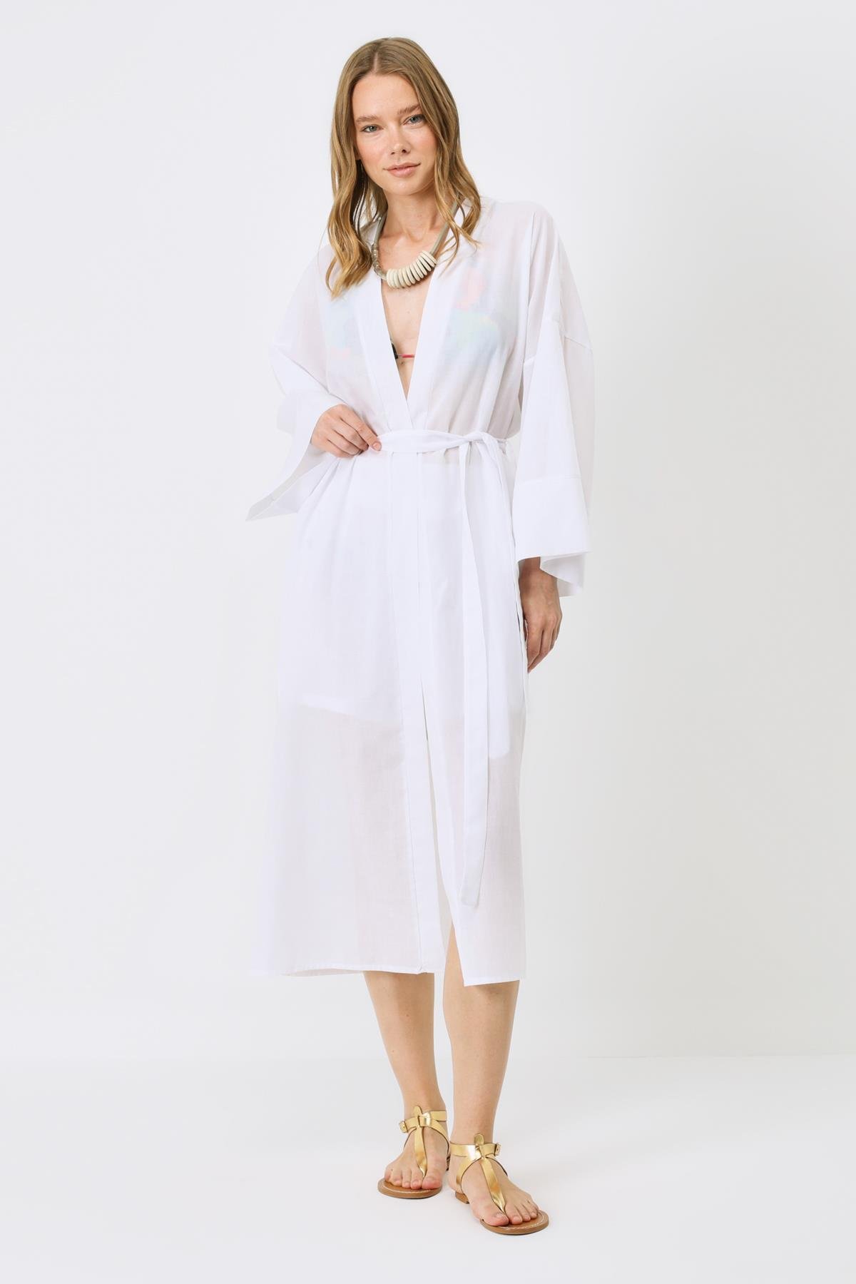 C&City Kimono Set with Shorts 9069 White