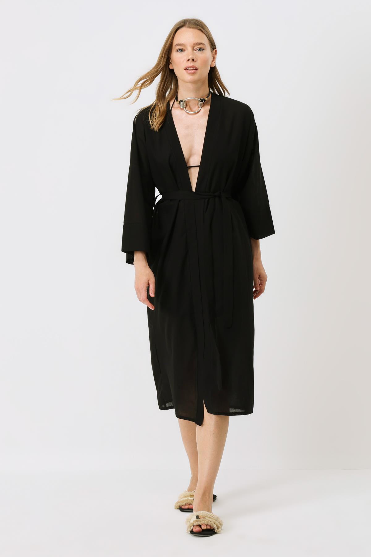 C&City Kimono Set with Shorts 9069 Black