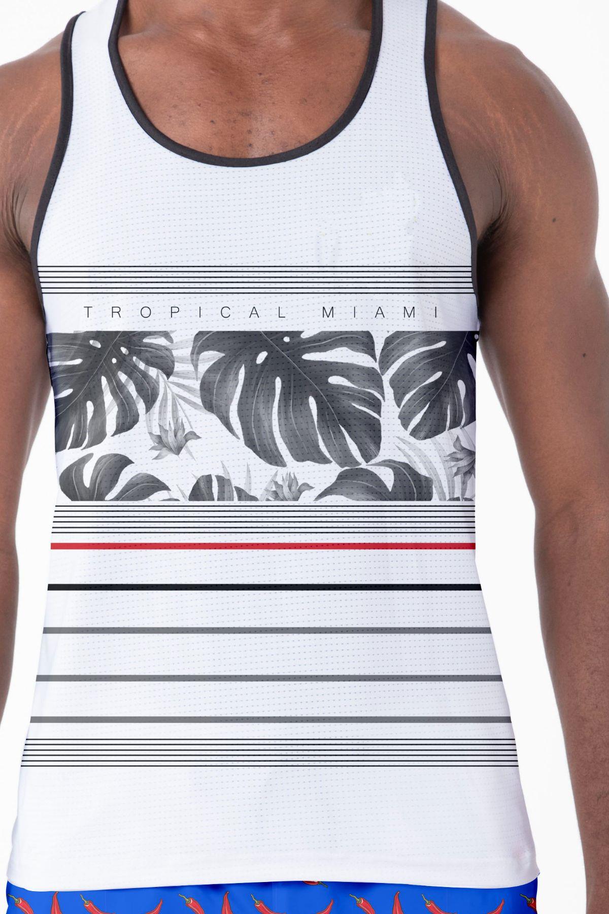 Erkek Atlet Sıfır Kol Baskılı T-Shirt M-0392