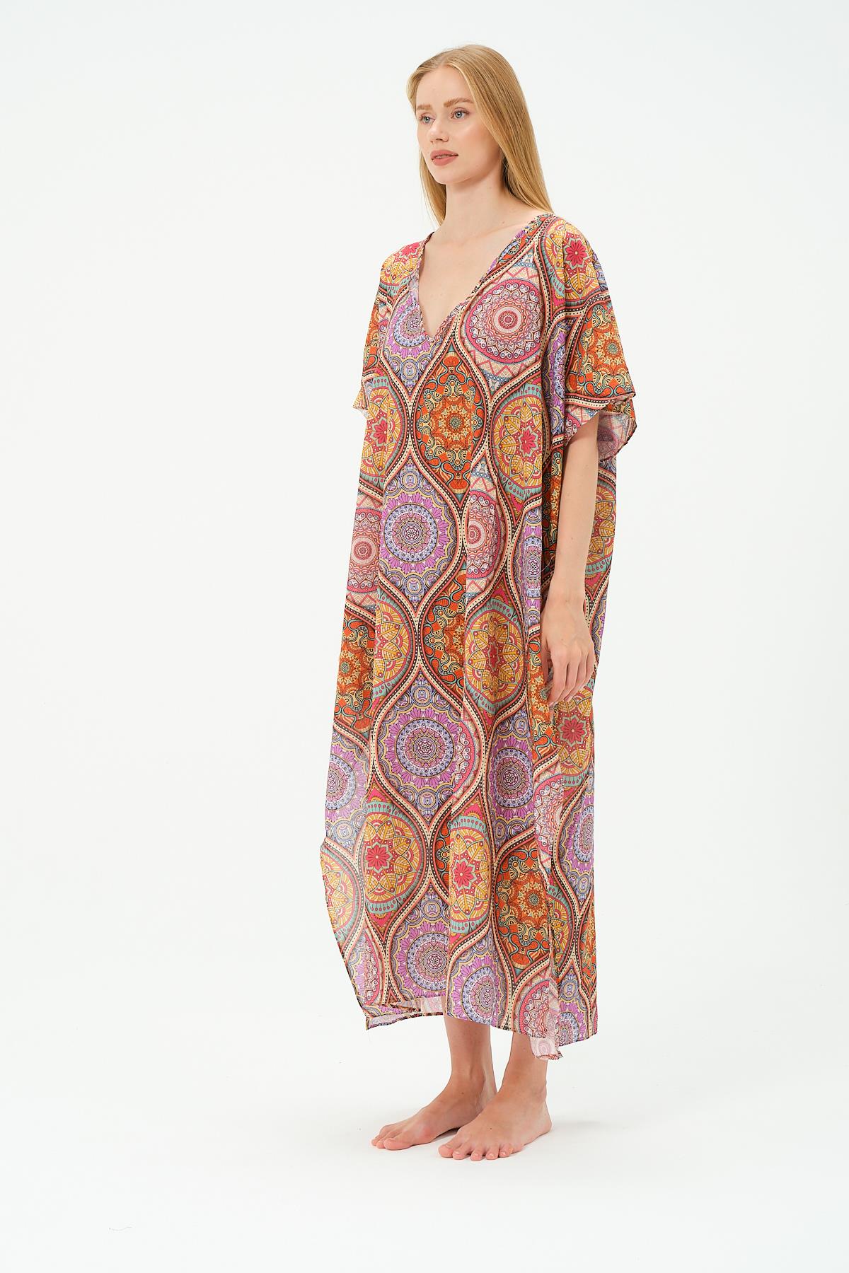 Büyük Beden Pareo Plaj Elbisesi 22330 Turuncu