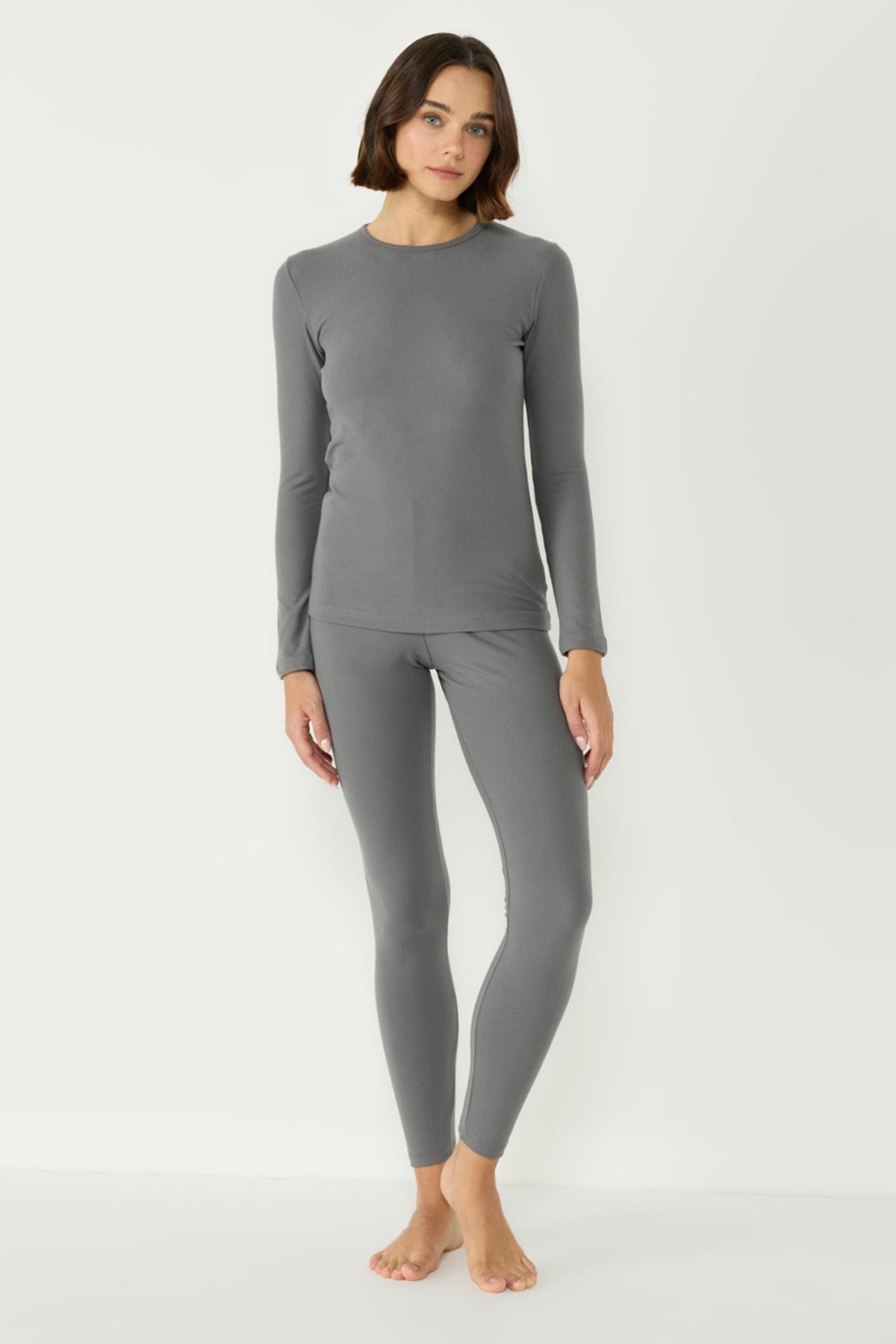 Kadın Uzun Kol Bisiklet Yaka Termal Takım 405152 / 409003 Füme