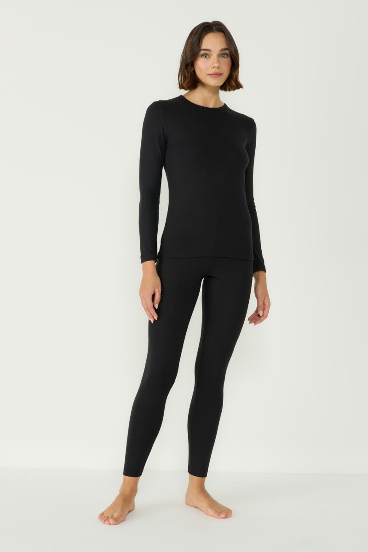 Kadın Uzun Kol Bisiklet Yaka Termal Takım 405152 / 409003 Siyah