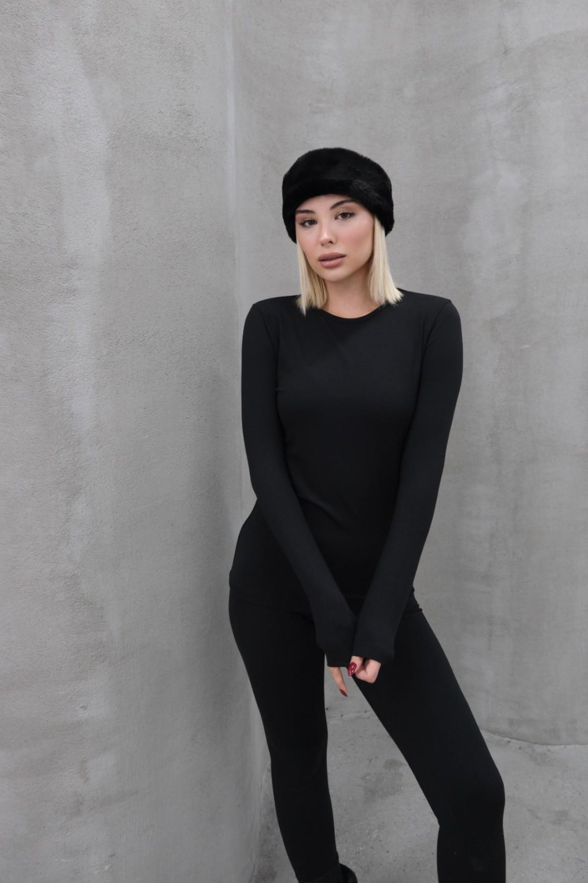 Kadın Uzun Kol Bisiklet Yaka Termal Takım 405152 / 409003 Siyah