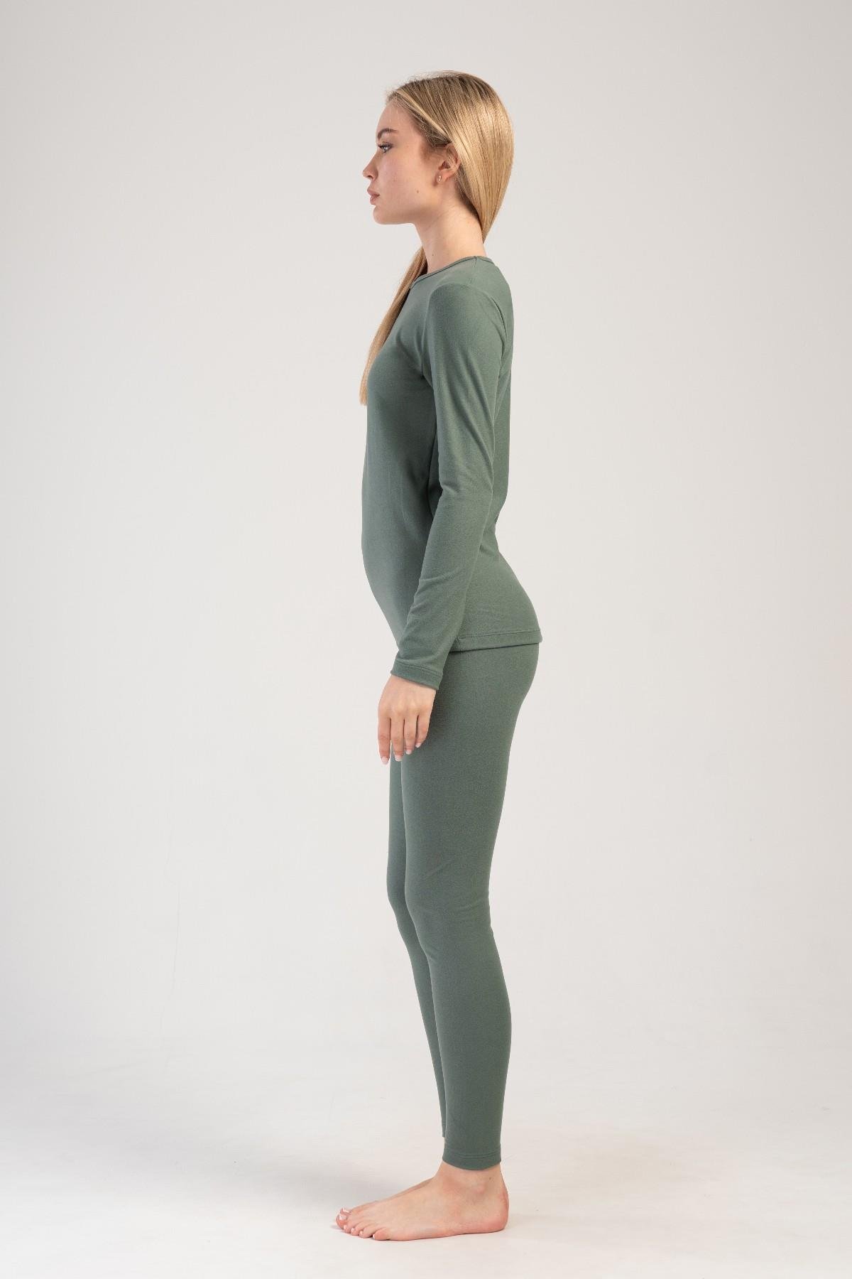 Kadın Uzun Kol Bisiklet Yaka Termal Takım 405152 / 409003 Haki