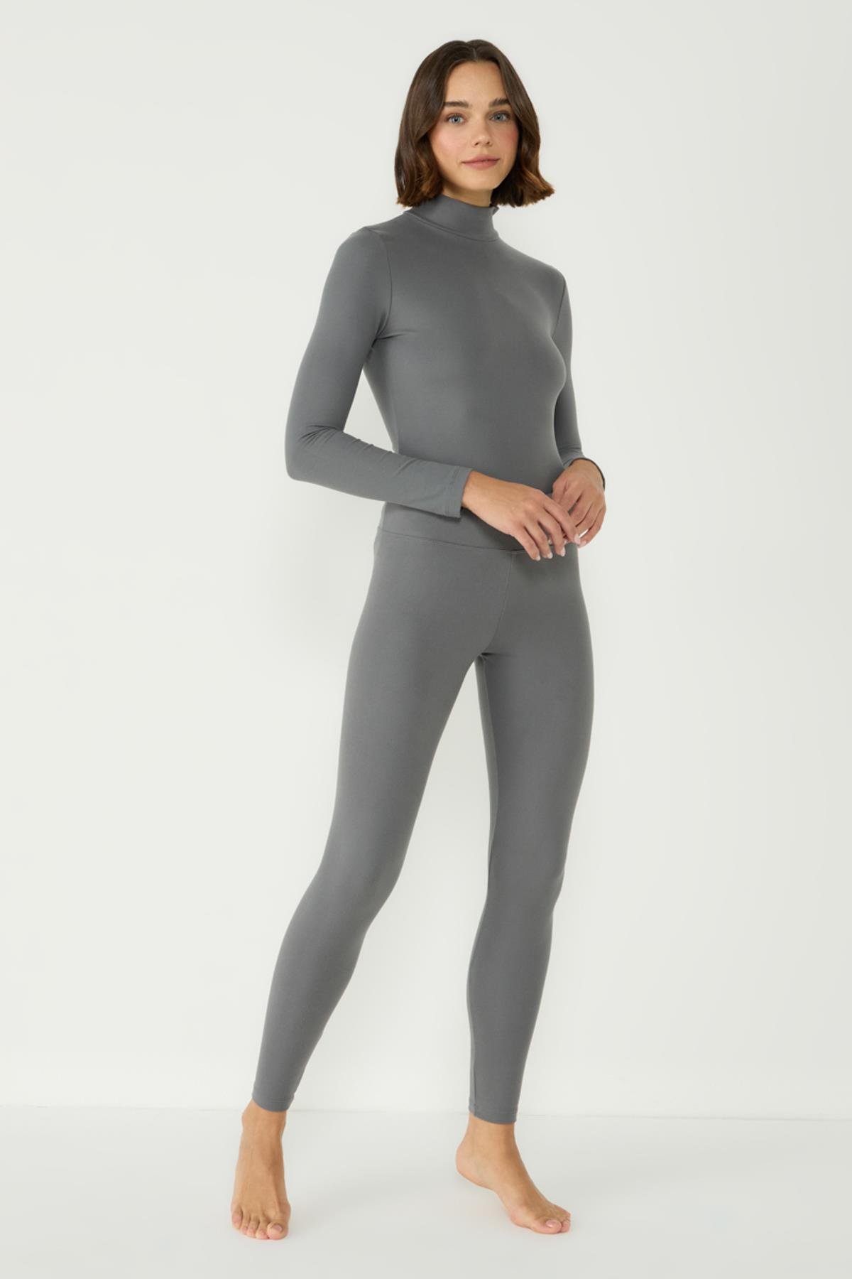 Kadın Yakalı Çıtçıtlı Termal Body 405155 / 409004 Füme