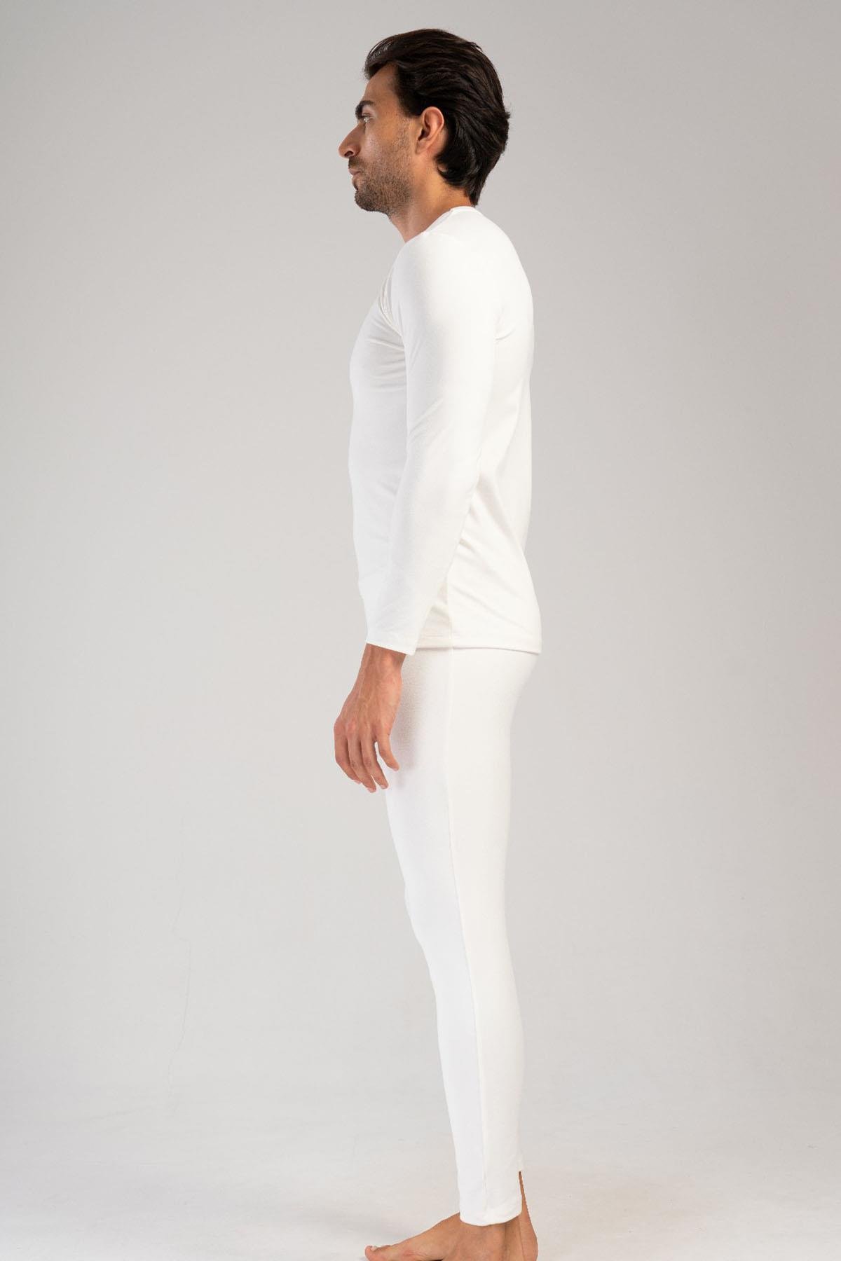 Erkek Uzun Kol Kayık Yaka Termal İçlik Takım 405158 Ekru
