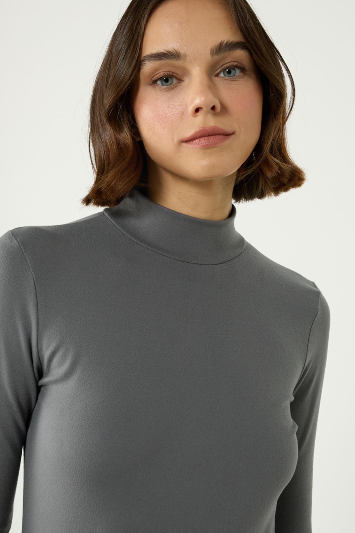 Kadın Uzun Kol Yakalı Termal Takım 405154 Füme