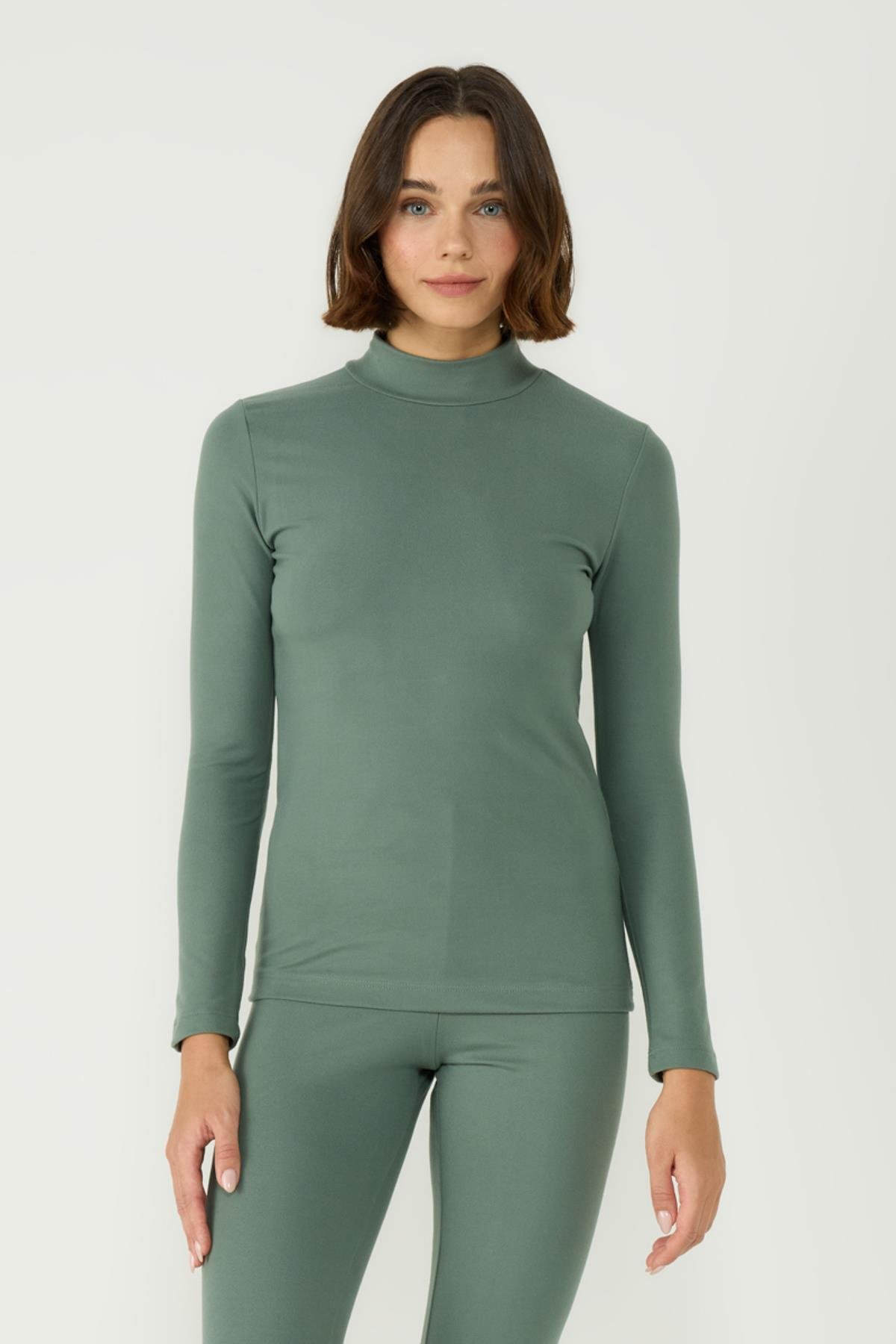 Kadın Uzun Kol Yakalı Termal Takım 405154 Haki