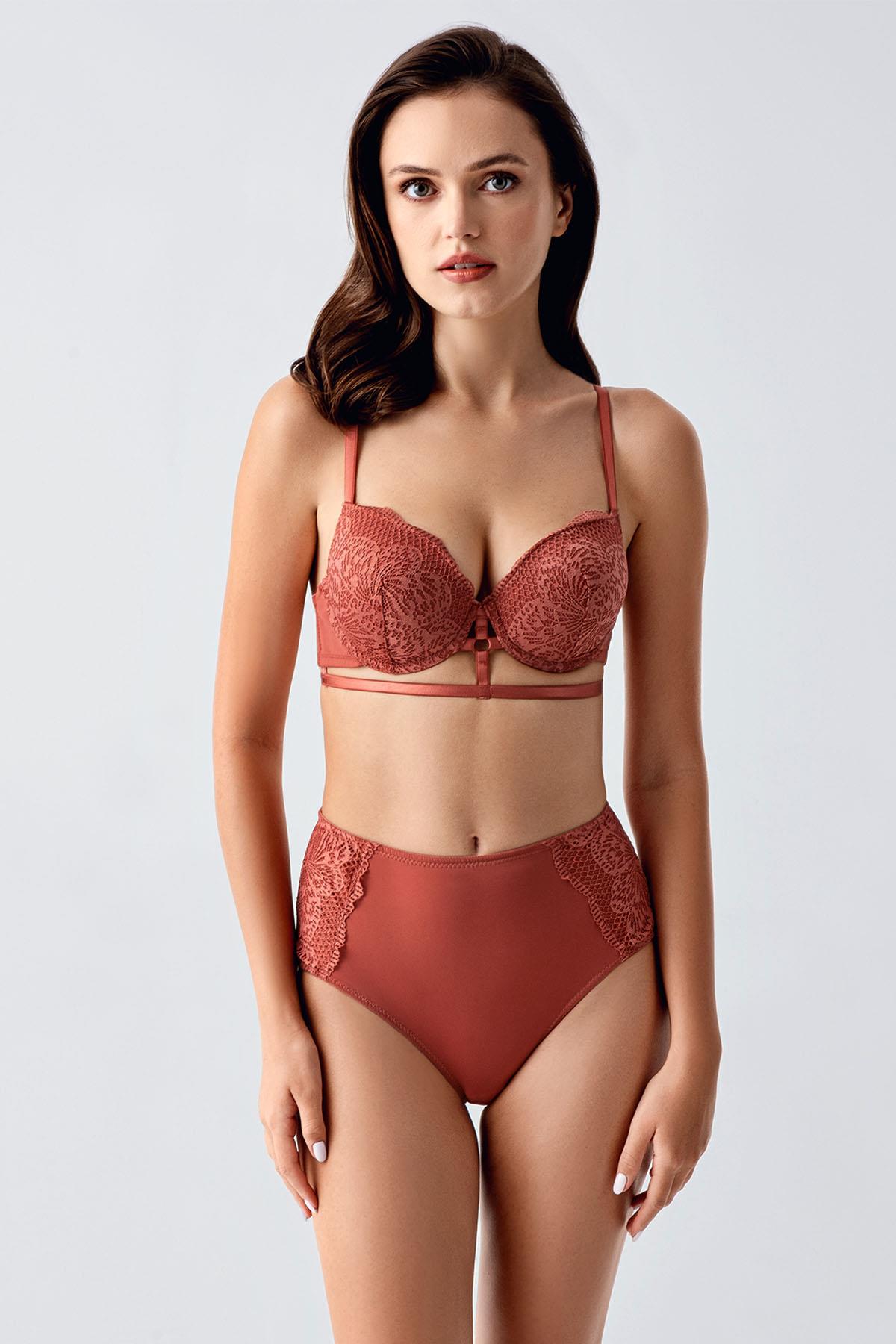 Desteksiz Sütyen Külot Takım C14163 Kiremit