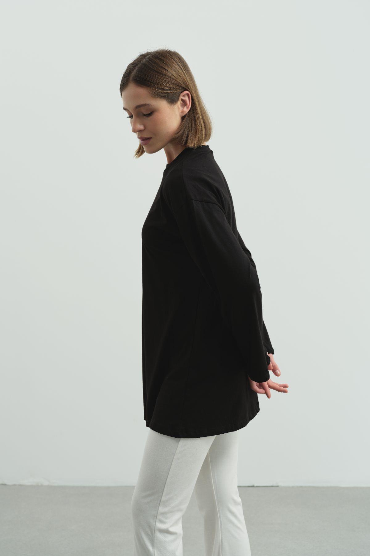 Geniş Kol Oversize 2'li Paket T-Shirt 964 Siyah/Beyaz