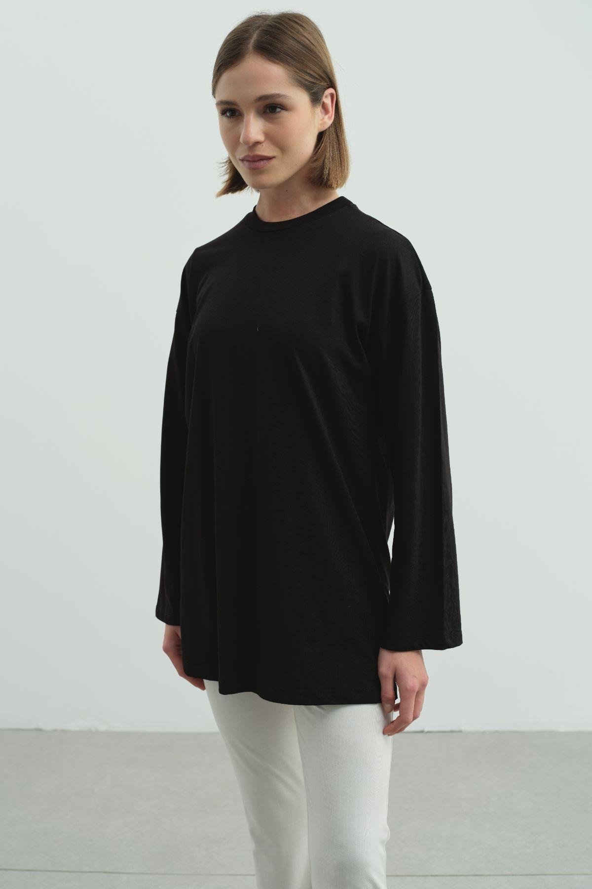 Geniş Kol Oversize 2'li Paket T-Shirt 964 Siyah/Siyah