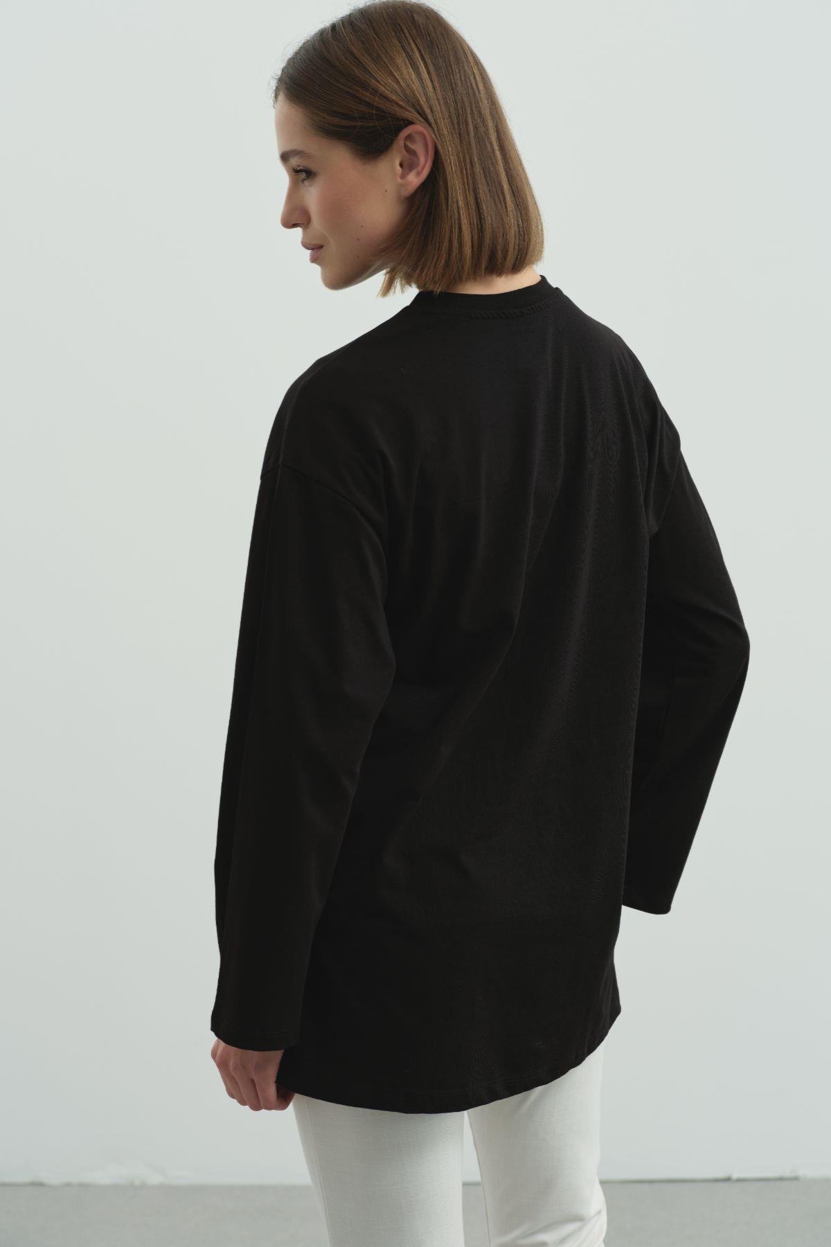 Geniş Kol Oversize 2'li Paket T-Shirt 964 Siyah/Siyah