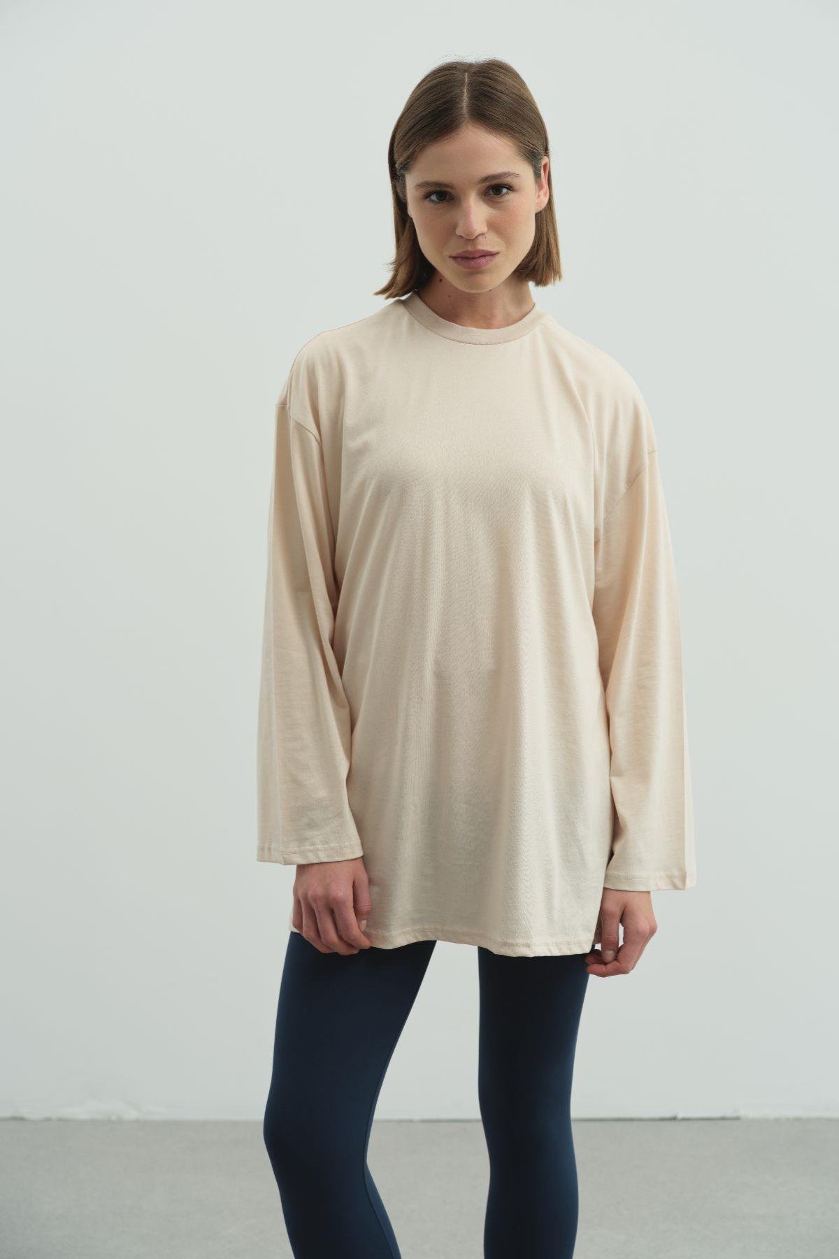 Geniş Kol Oversize 2'li Paket T-Shirt 964 Gri/Bej