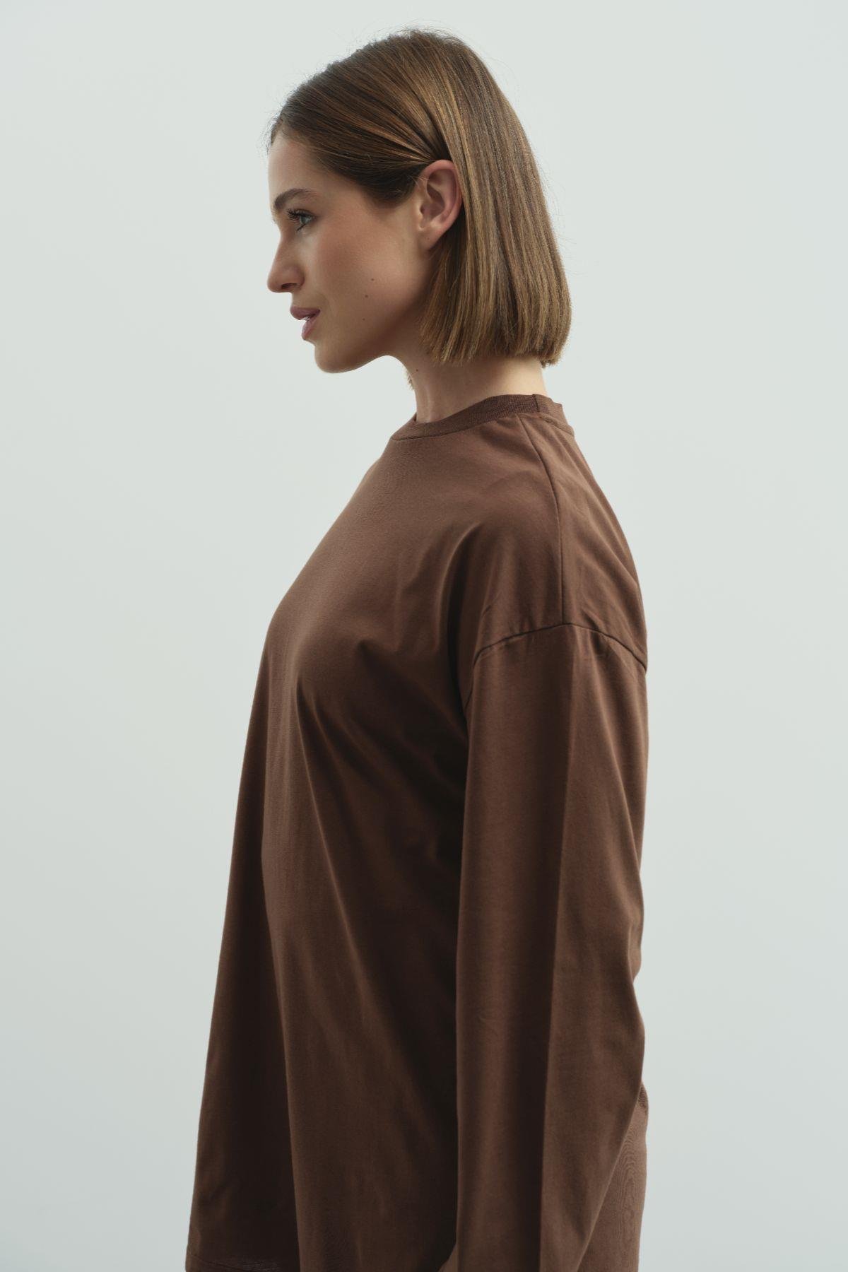 Geniş Kol Oversize 2'li Paket T-Shirt 964 Bej/Kahverengi