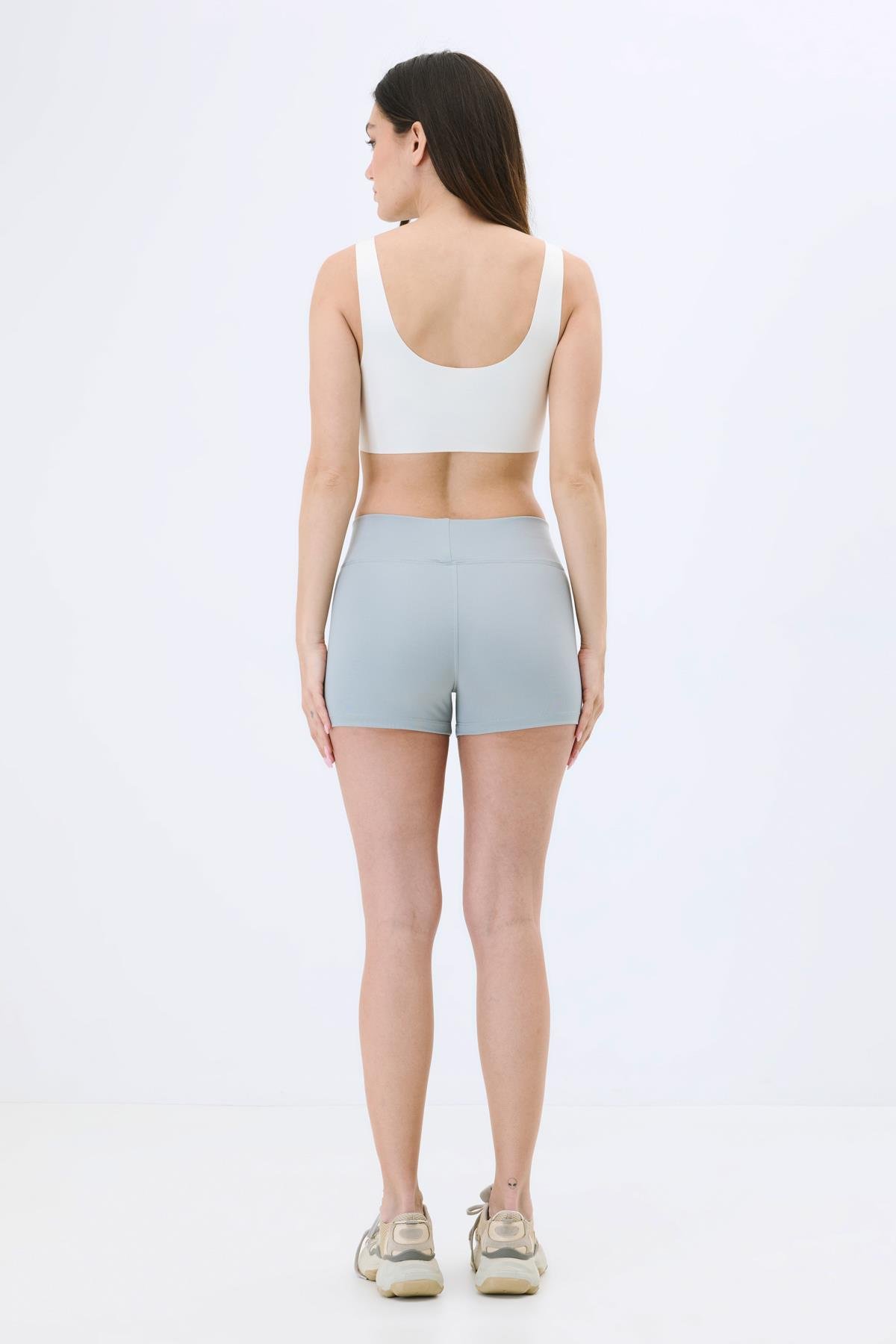 Active Kadın Yüksek Bel Şort Gri