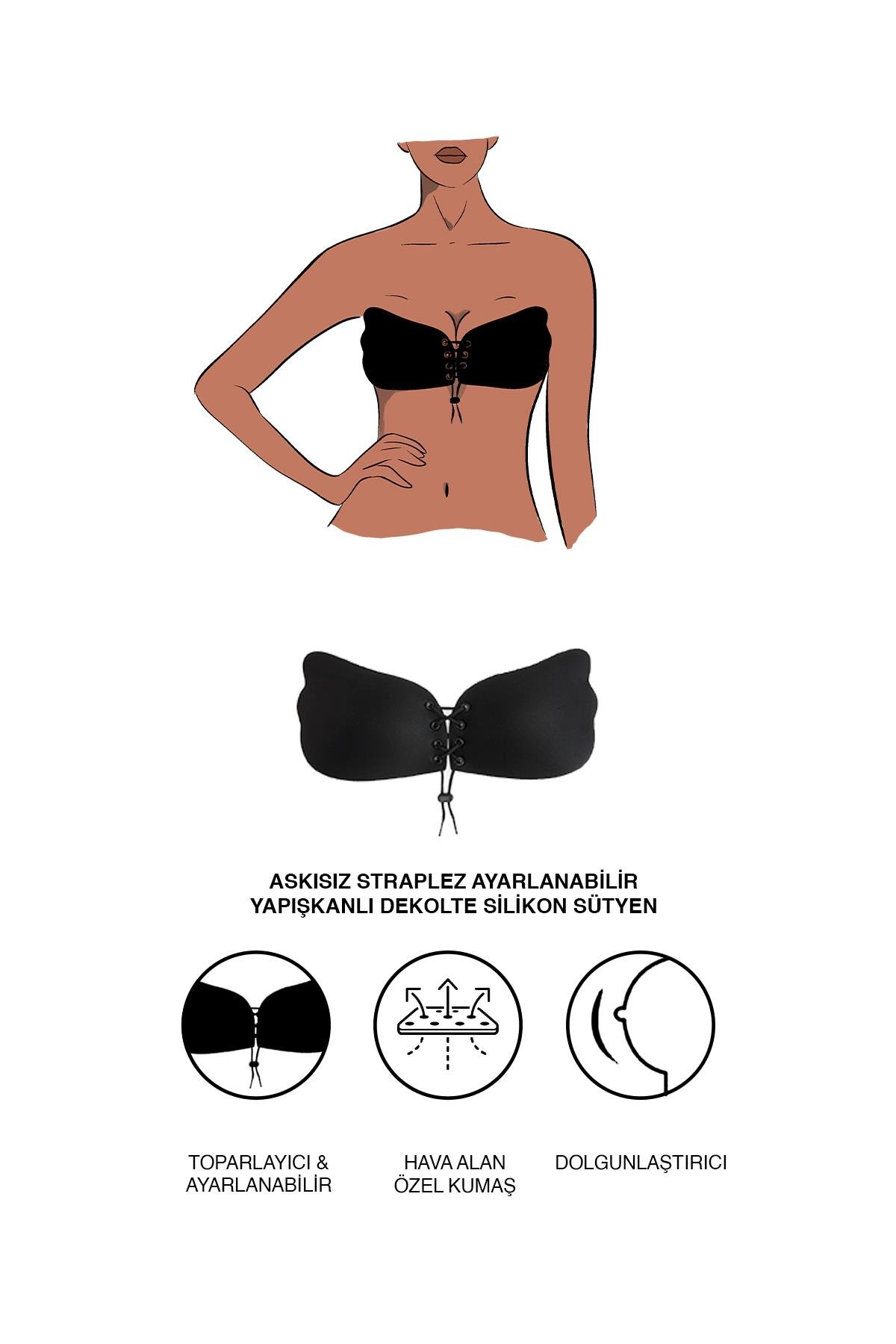 C&City Magic Bra Adhesive Stick Bra Strapless Push Up Bras Black