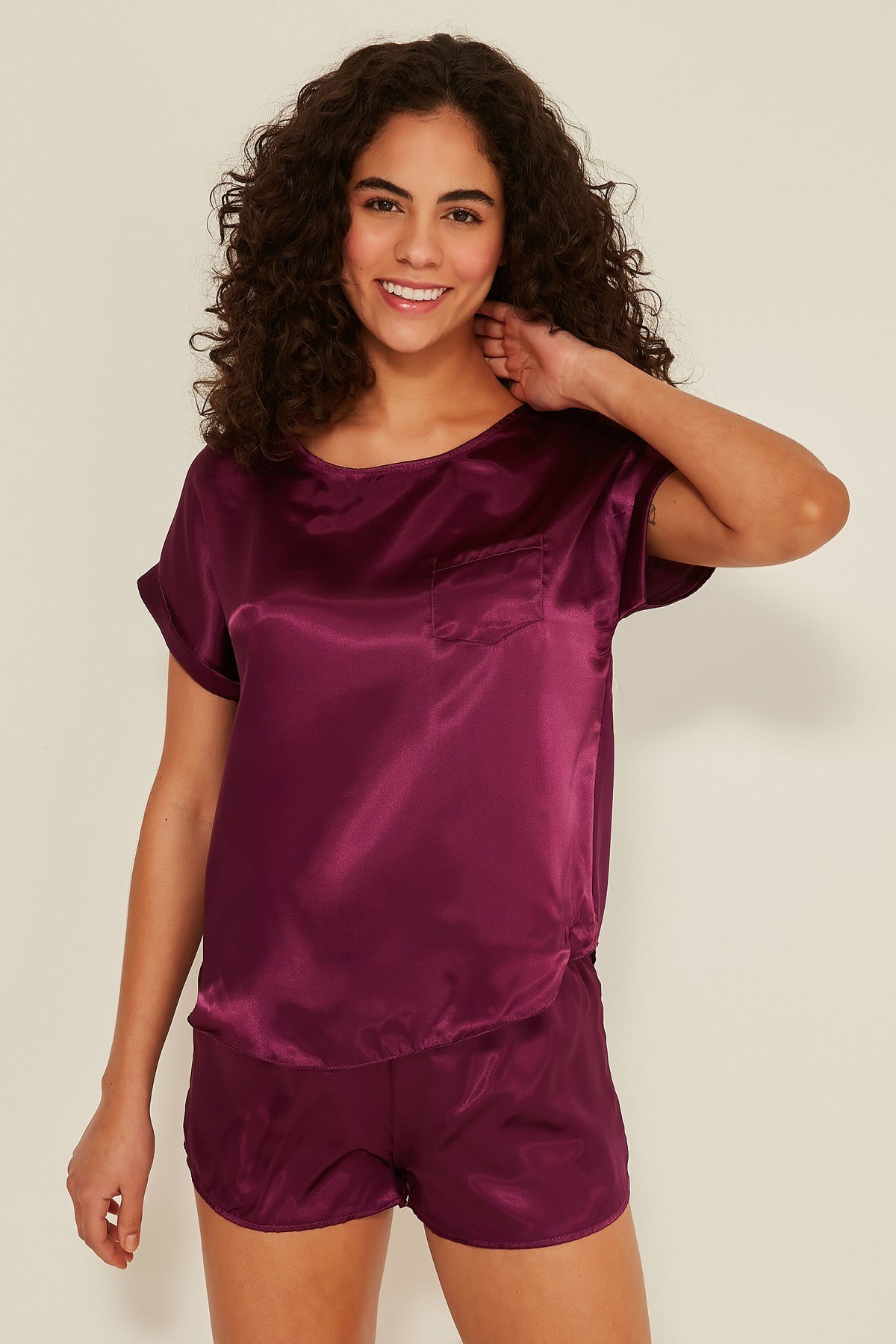 C&City 080 Women Satin Pyjama Set Purple