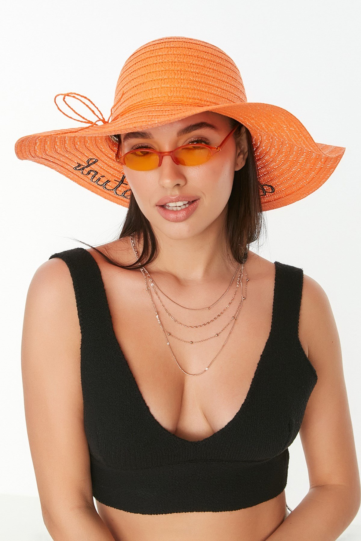 C&City Hasır Plaj Şapka P-Y87300-29 Krem Salmon Color