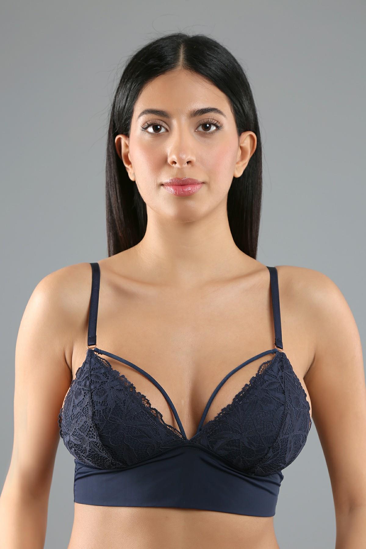 C&City Kaplı Bralet Sütyen C18320 Capucino Navy Blue
