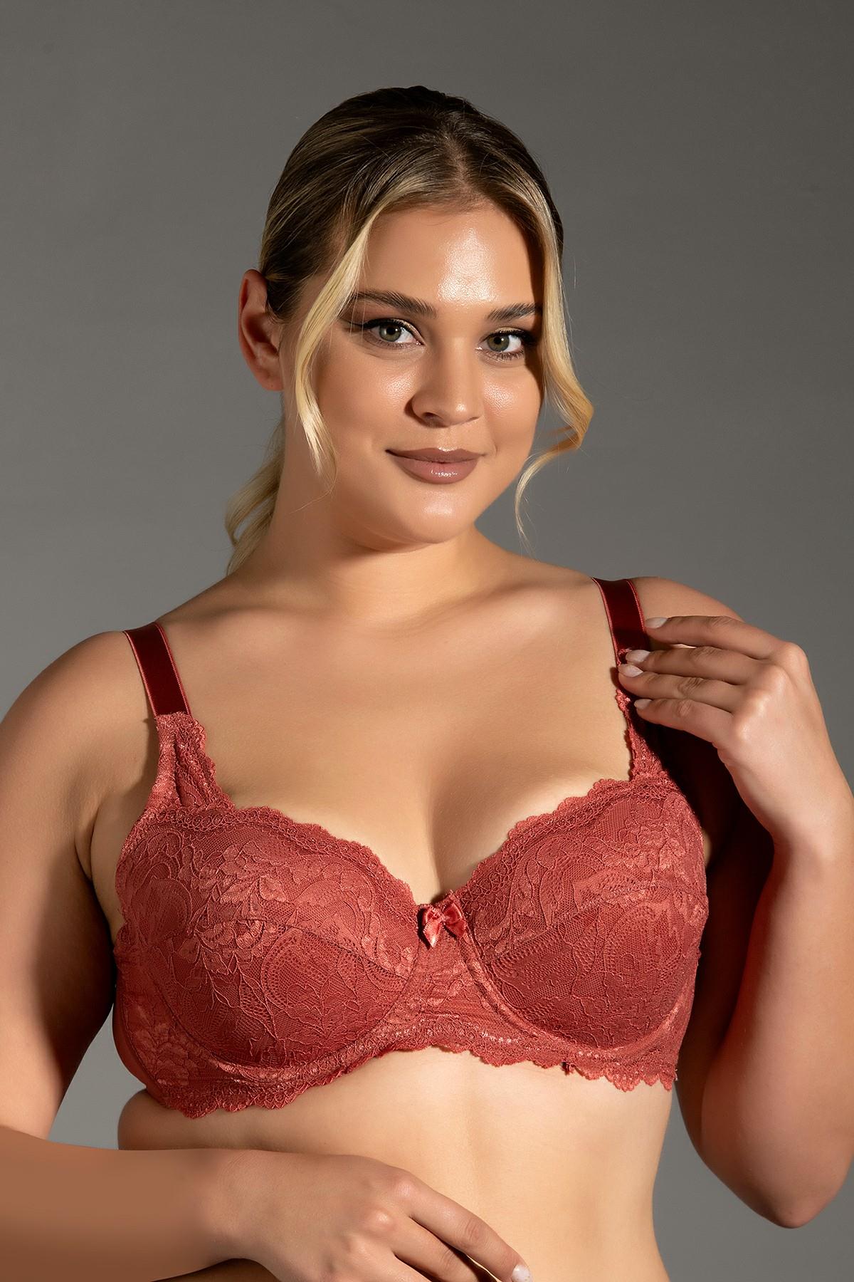 C&City Lace Unsupported Bra C18042 Brick Color
