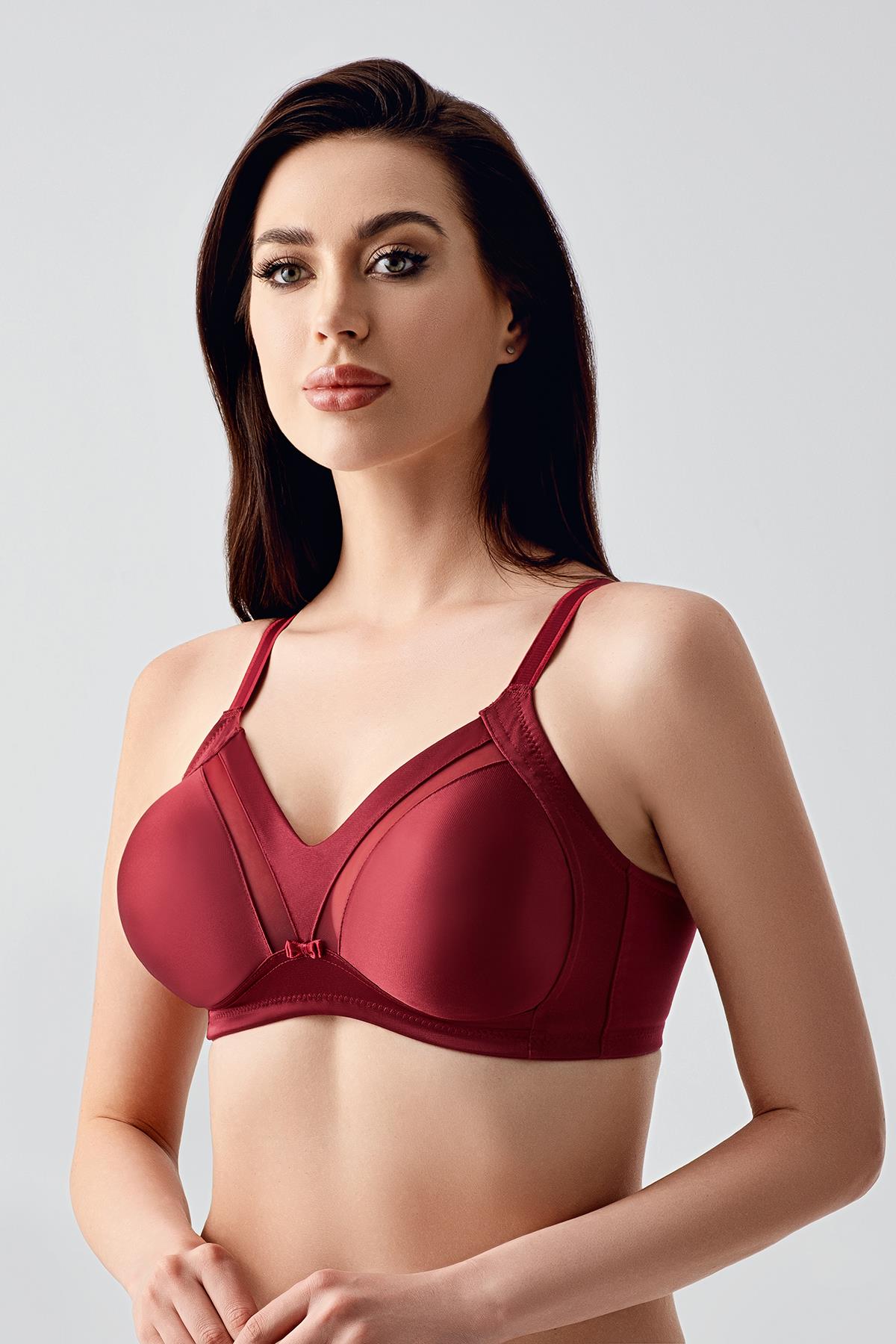 C&City Tulle Detail Minimiser Bra C12303 Burgundy