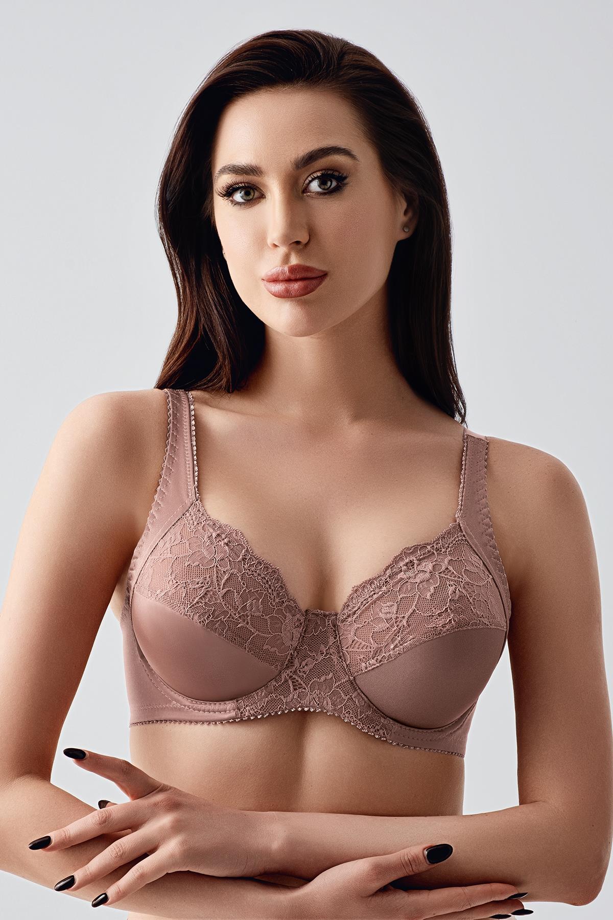 C&City Minimizer Bra with Lace Detail C12305 Mink