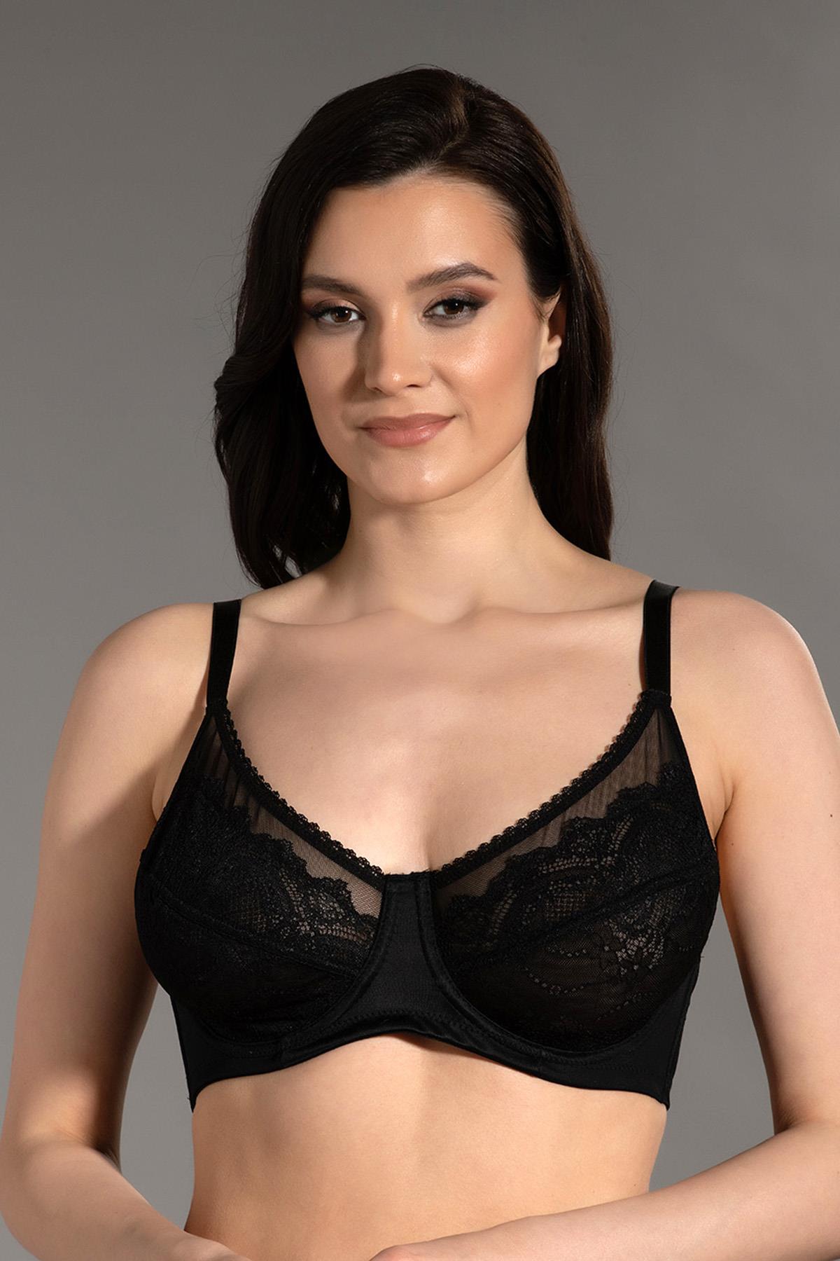 Lace Detail Minimizer Bra C12302 Black